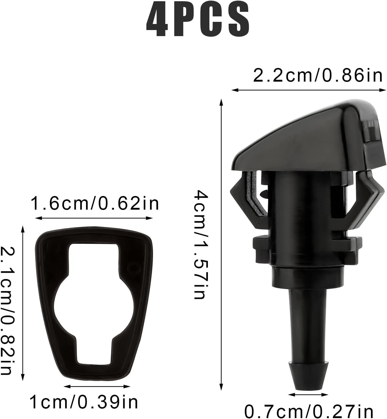 2Pcs Front Windshield Washer Nozzles, Black Plastic Windshield Sprayer Nozzle Windshield Washer Sprayer Nozzle Compatible with Dodge Jeep image number 2