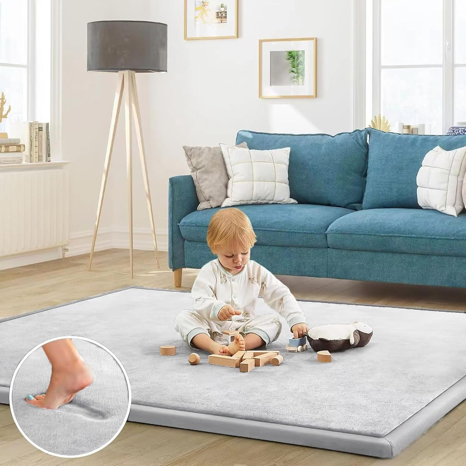 Baby Play Mat for Floor, Thick Memory Foam Tummy Time Mats, Large Non Slip Crawling Mat for Toddlers, Infants, Kids,Yoga Mat, Tatami Mat for Living Room image number 2