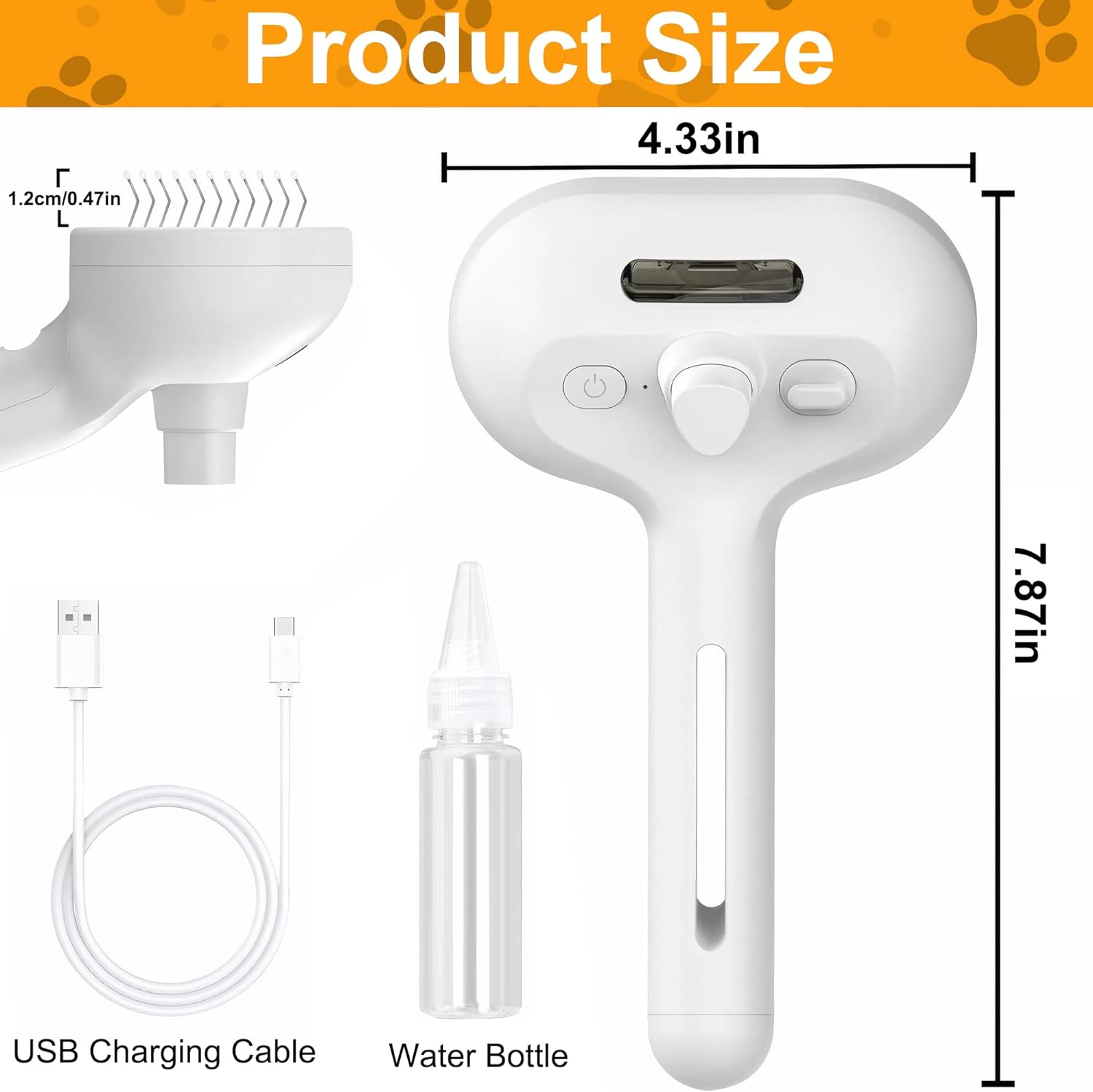 Cat Steam Brush, Dog Comb for Shedding and Grooming, Pet Spray Hair Removal Brush Suitable for Indoor Short Long Hair Dogs Cats image number 1