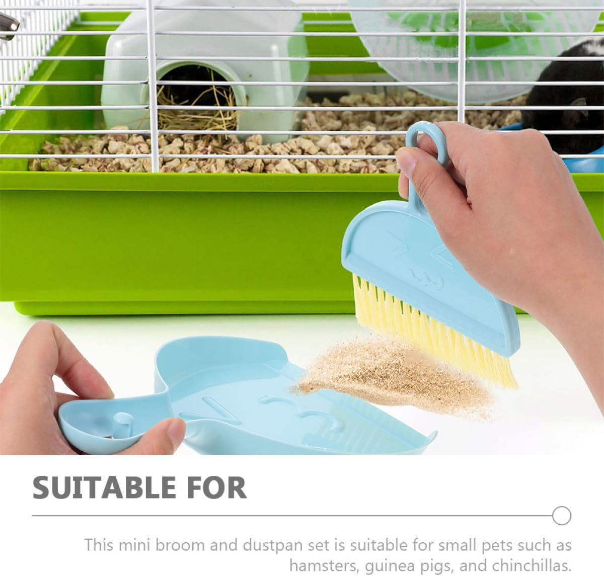 BESPORTBLE Hamster and Guinea Pig Cage Cleaning Brush Set with Dustpan Small Pet Cage Broom Kit for Litter Box Maintenance for Rabbits and Rodents image number 5