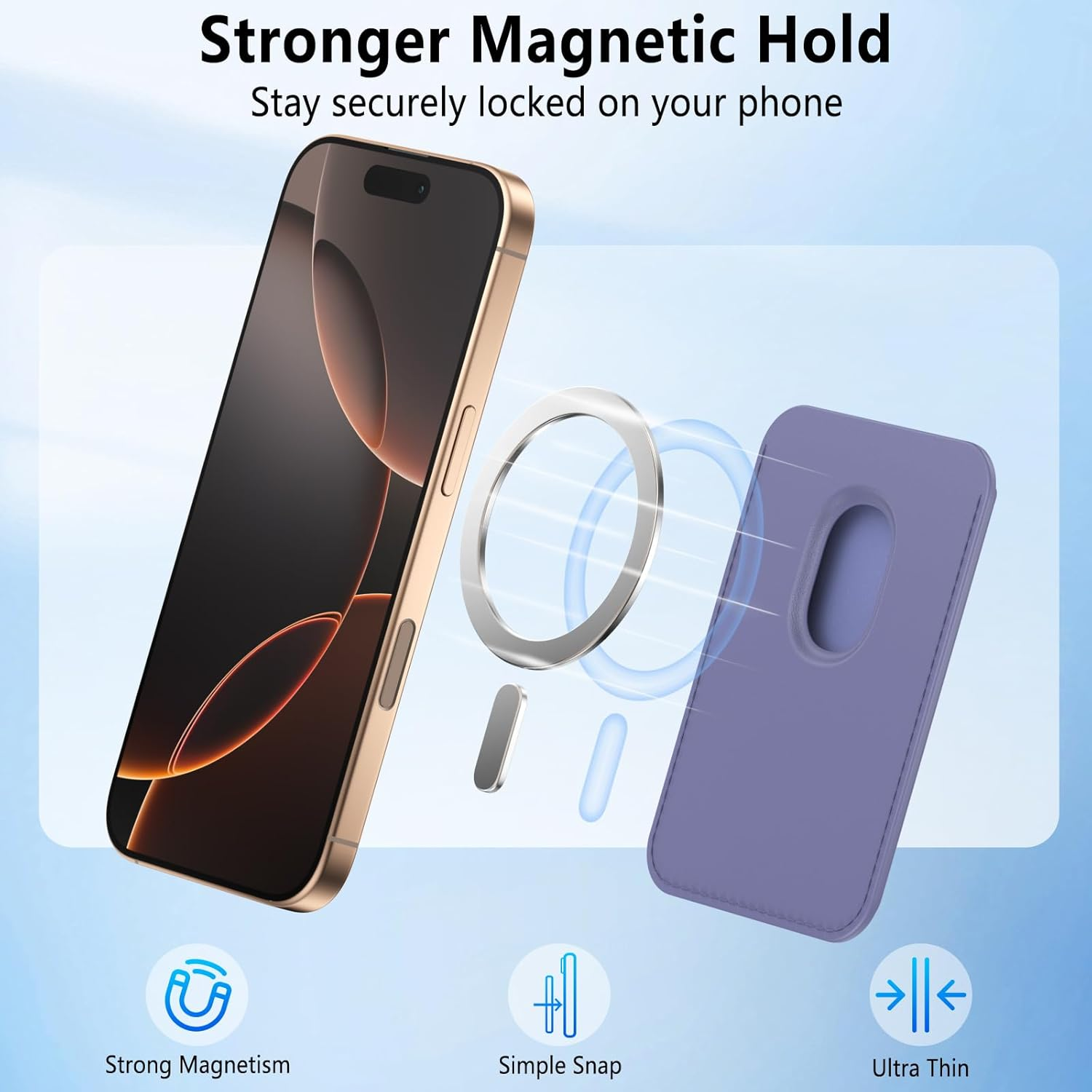 Magsafe Wallet Magnetic Card Holder, Premium Vegan Leather Phone Wallet for Phone Card Holder for Iphone 16 plus Pro Max 15 14 13 12 Series - Black image number 2