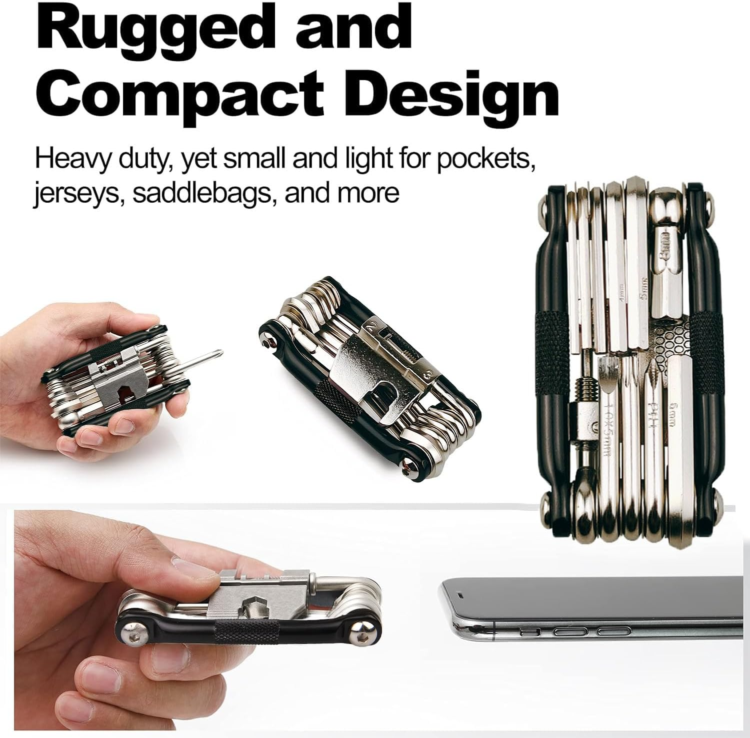 17 in 1 Bike Multi Tool Kit with Chain Breaker Ergonomic and Lightweight MTB Bike Repair Kit Motorcycle Accessories Stainless Steel image number 4