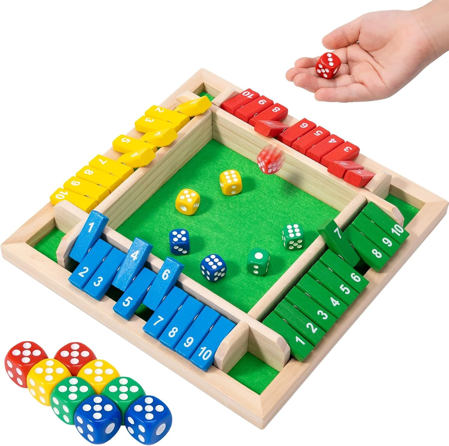 DWYYWSM Shut the Box Board Game - Funny Dices Game - Wooden Amusing Addition Game, Close the Box Board Games Portable Dice Board Game Adds Fun Suitable for Home Pub image number 1