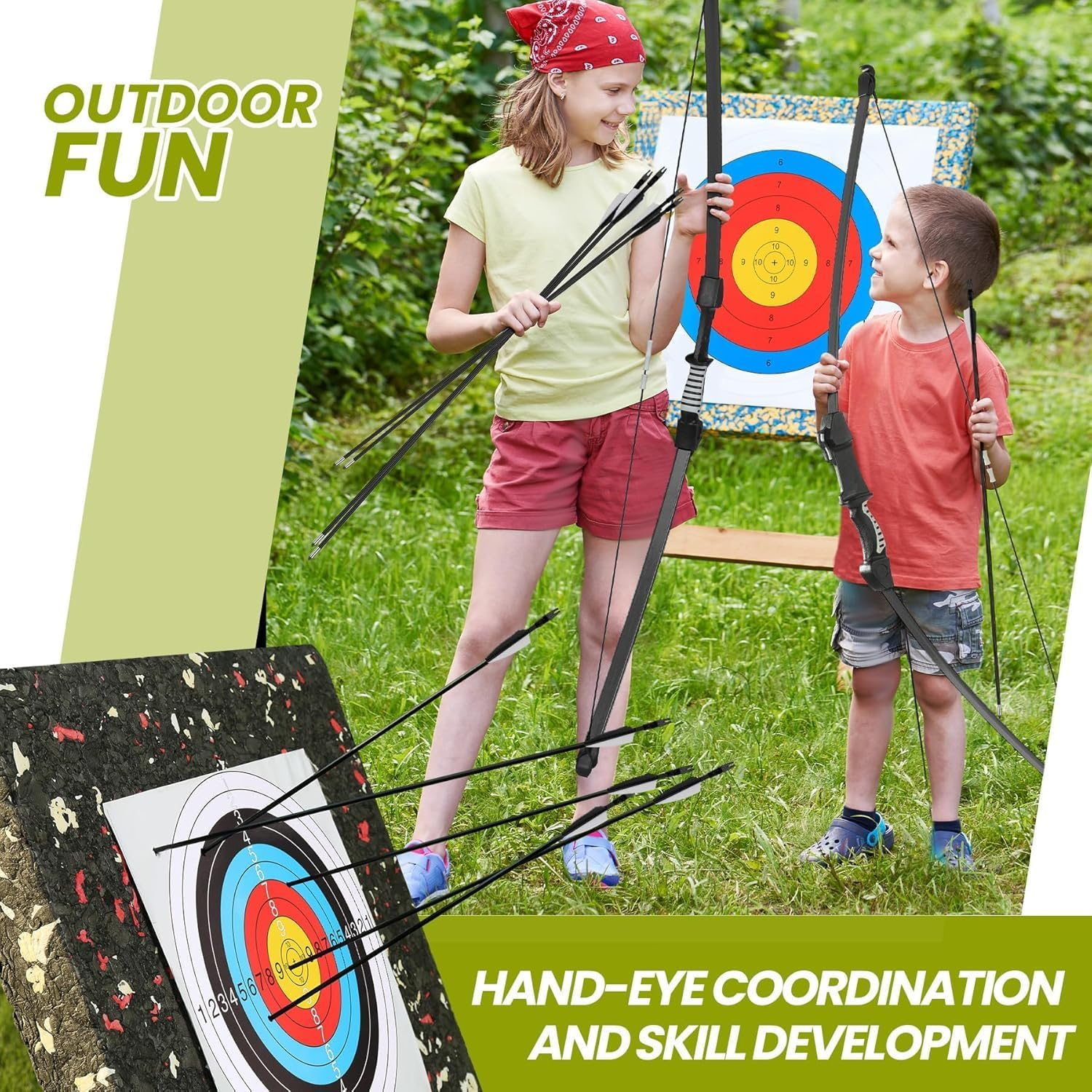 40" Youth Bow and Arrow Set for Kids 8-12 & Teens - Ambidextrous Recurve Archery Gear with Safety Arrows - Toys for Ages 8-13, Left Right Hand Beginners Longbow Kit image number 6