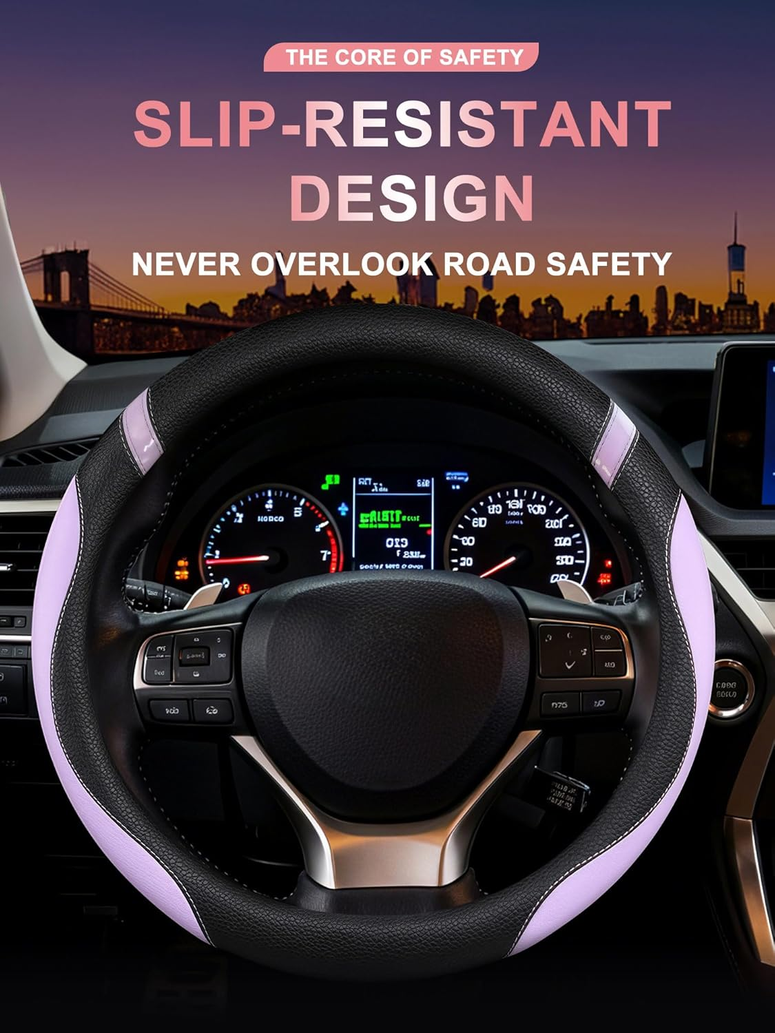 Steering Wheel Cover Customized Fit for Lexus RX270 RX330 RX350 Rx400H ES200 Es300H NX200 NX300 Nx350H UX200 Ux260H Ux300H GS300 GX350 (Purple) image number 4