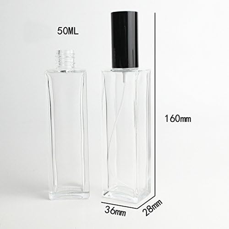 Perfume Bottle Empty Refillable Glass Spray Bottle Travel Sprayer Essential Oil Glass Bottles with Black Cap Travel Party Gift Makeup Tool Size 50ML image number 5