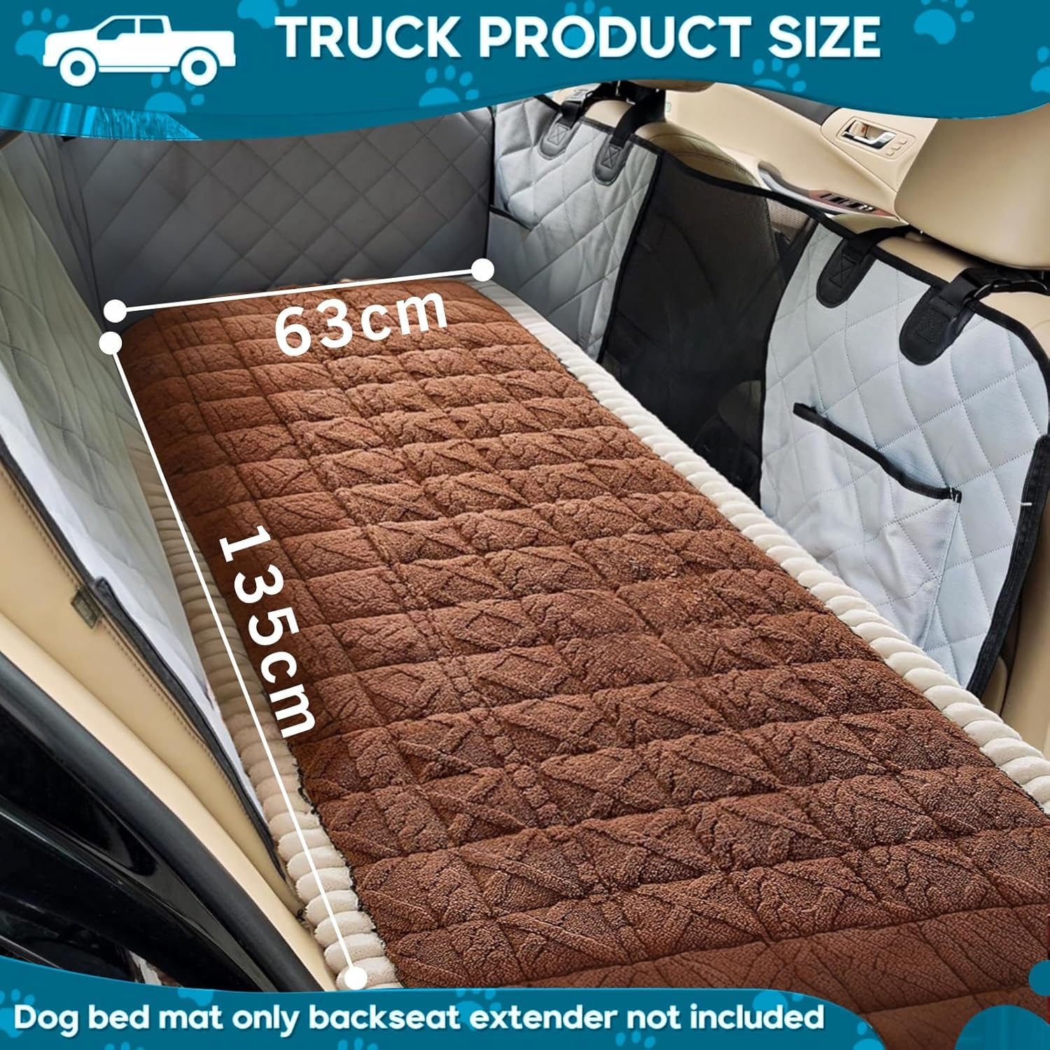 Backseat Pet Bed Mat, Plaid Dog Bed for Car Back Seat, Furry Cat Covers for Loveseats, Non-Slip Travel Dog Bed, Custom Fit for Backseat Extenders and Seat Covers (63X135 Cm) image number 5