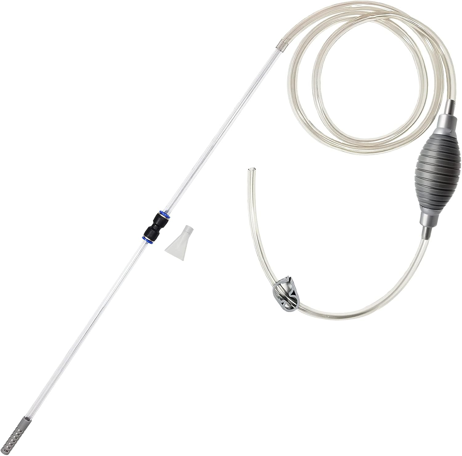 10 Gallon Fish Tank Cleaner and Aquarium Water Changer Siphon with a Thinner Water Tubing. Perfect for Cleaning Small Fish Tanks, Gravel Vacuum for Aquarium Kit (Grey)