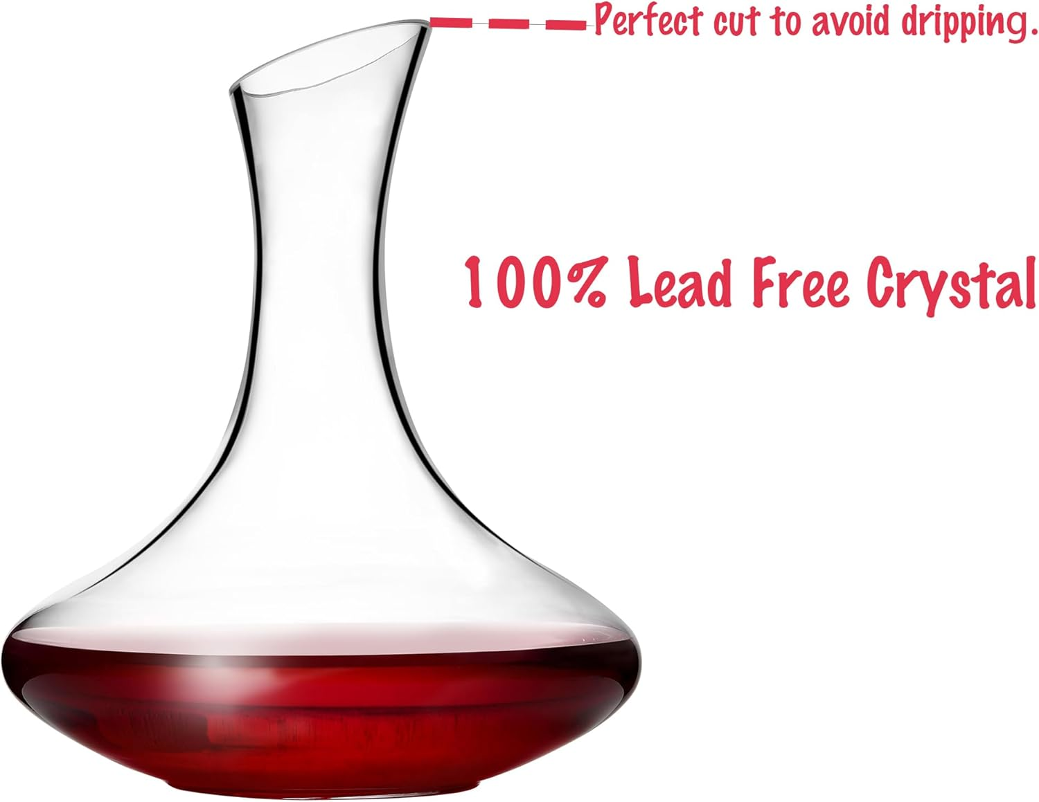 Wine Decanter 1500Ml/52Oz Elegant Red Wine Carafe Decanter, Hand Blown Lead-Free Crystal Glass Wine Carafe for White and Red Wine, Bottle Gift and Wine Accessories image number 4