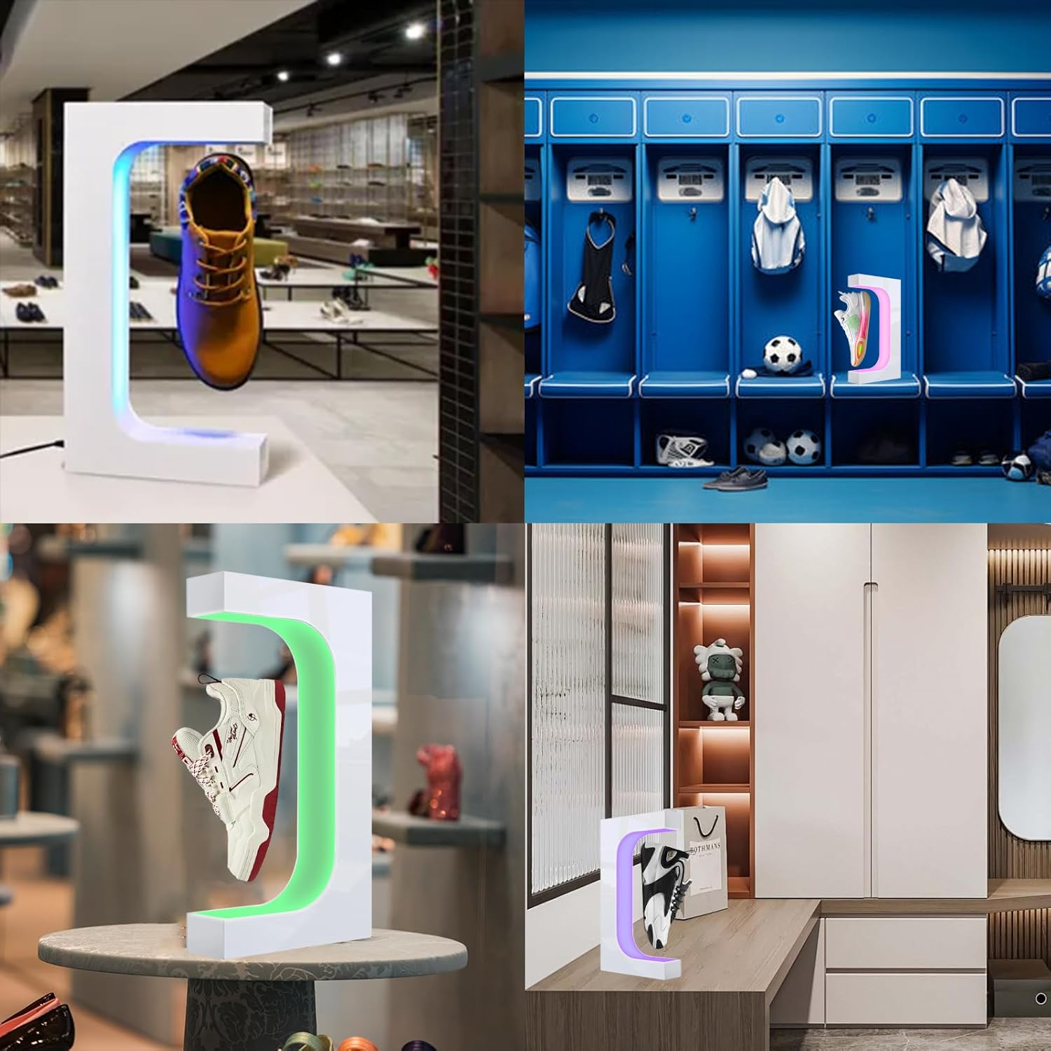 KAIGITE Magnetic Floating Shoe Display Stand, Rotating Levitation Shoe Rack with 16 Colors LED Lights, Levitating Sneaker Stand Holder for Shoe Collection Advertisement Exhibition (White) image number 6