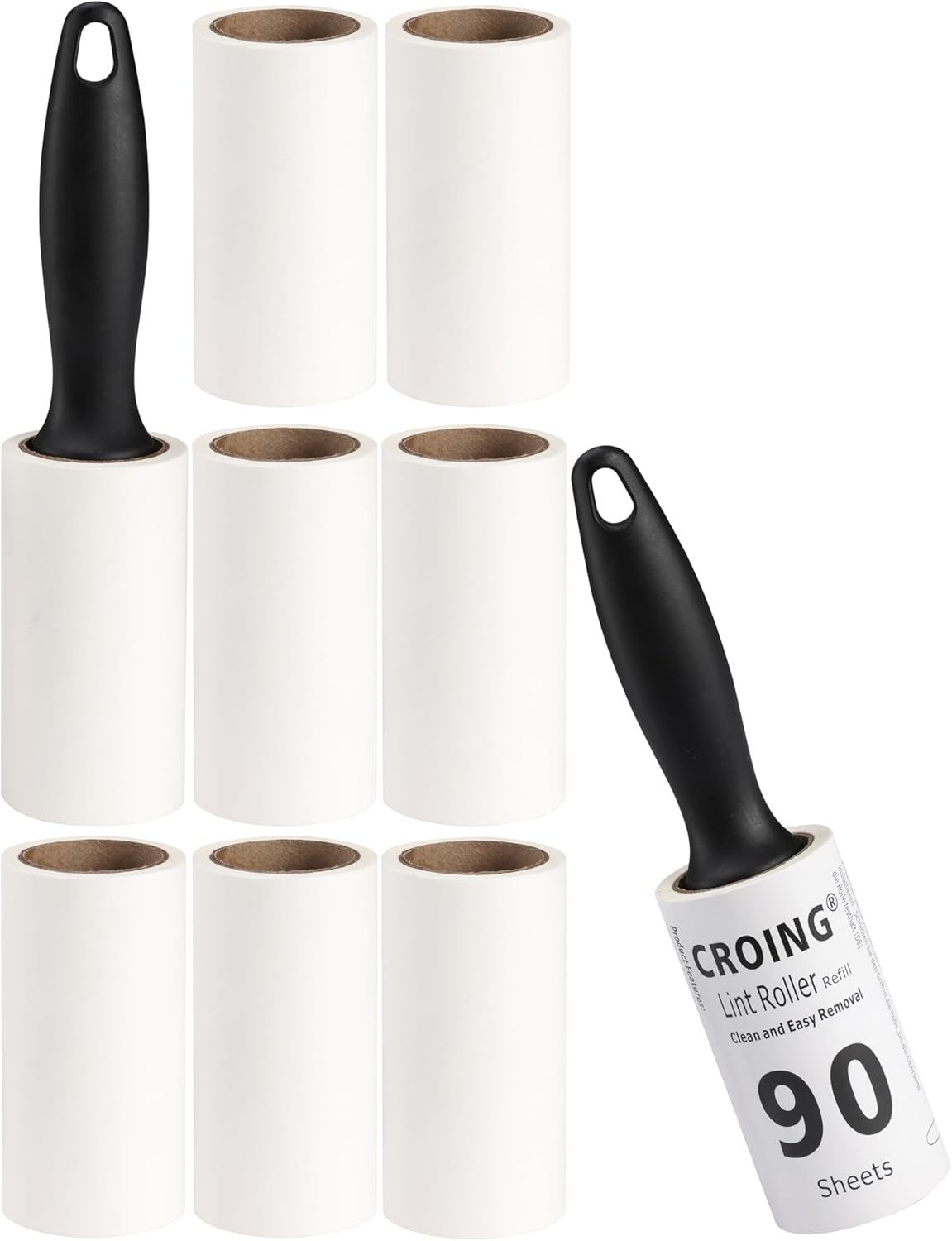 CROING - 810 Sheets Extra Sticky Lint Roller Mega Value Set for Pet Hair Removal Dog and Cat Lint Remover