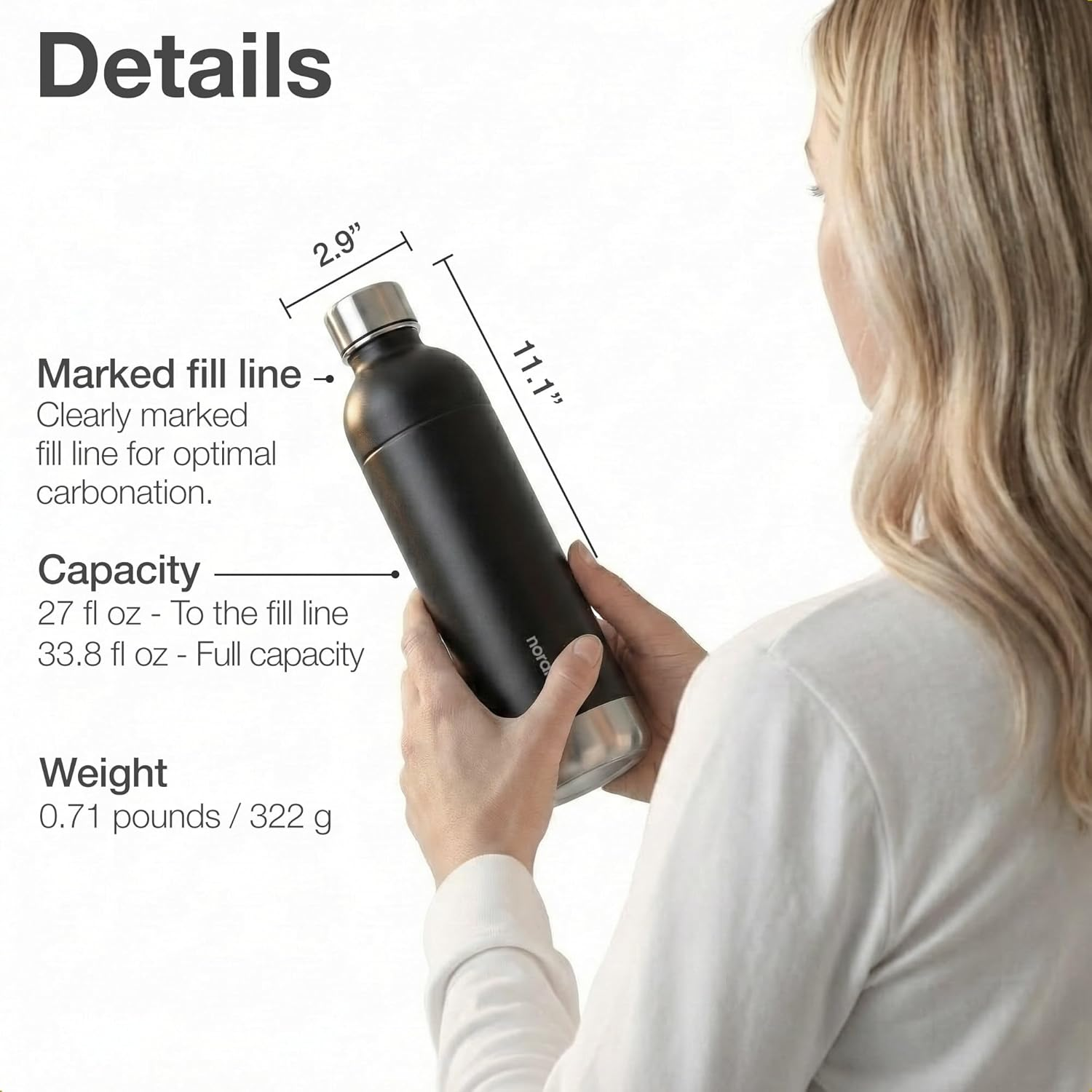 Premium Stainless Steel Carbonation Bottle 1 L / 1000 Ml | Compatible with Aarke Carbonator 3, Sodastream (Excl. Crystal + Jet) and Many Others | Dishwasher Safe, No Expiry Date, BPA Free image number 5