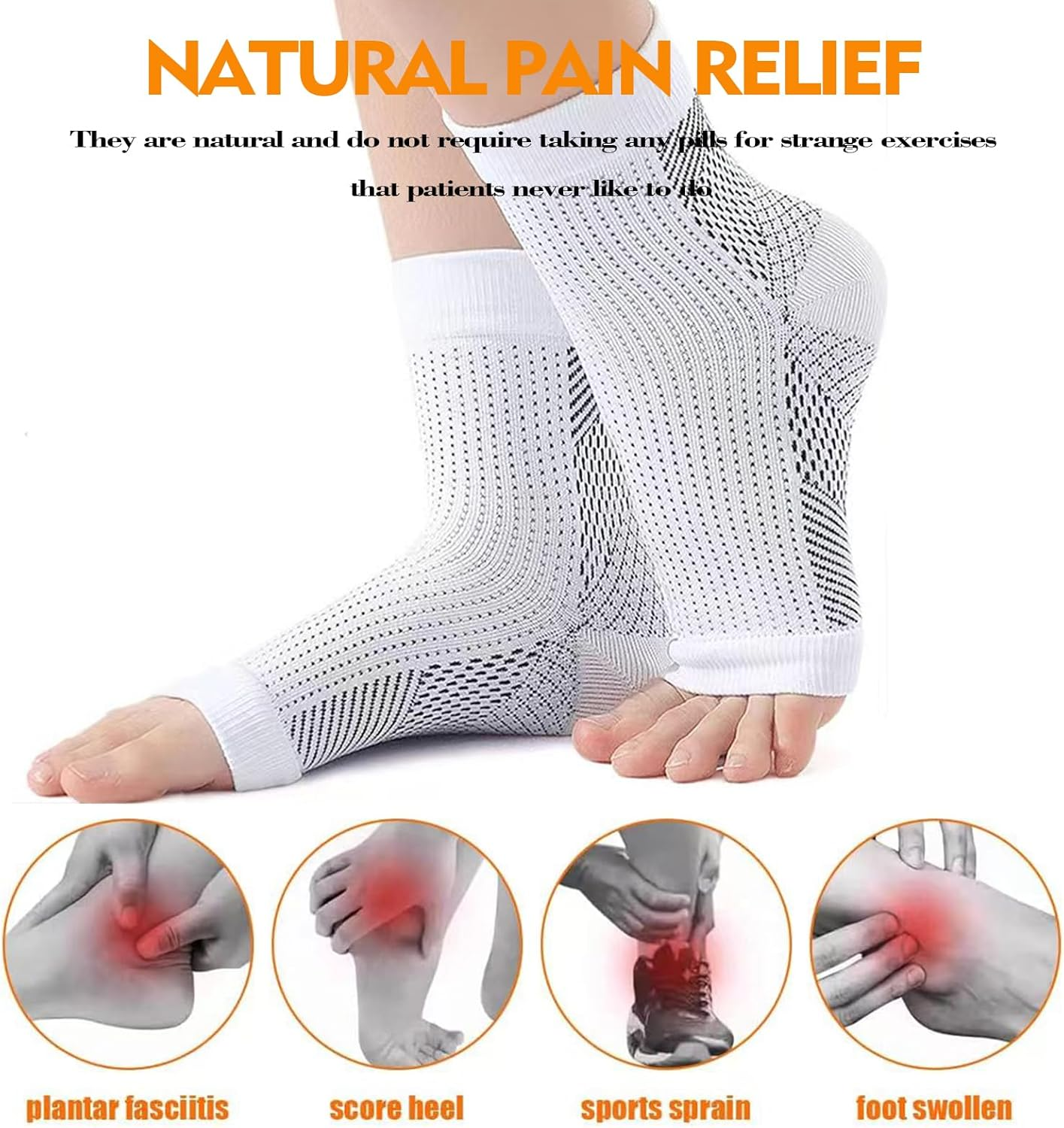 4 Pairs Neuropathy Socks for Women Men - Compression Socks for Neuropathy Pain Relief for Feet- Ankle Compression Sleeve Support, Soothe Socks Plantar Fasciitis, Ankle Swelling, Foot Pain image number 5