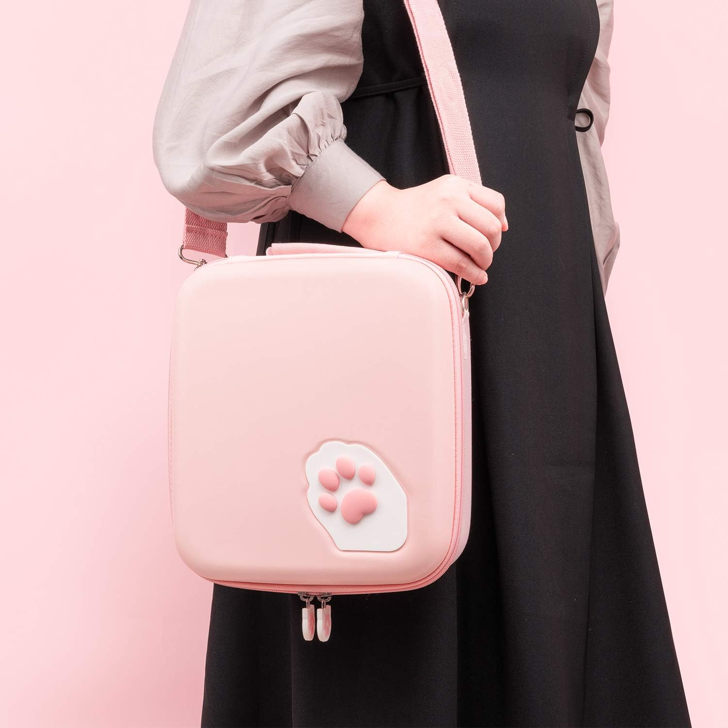 Geekshare Pink Cat Paw Case Compatible with Switch, Protective Travel System Case with 18 Game-Card Slots for Switch Console, Pro Controller, Dock and Accessories image number 5