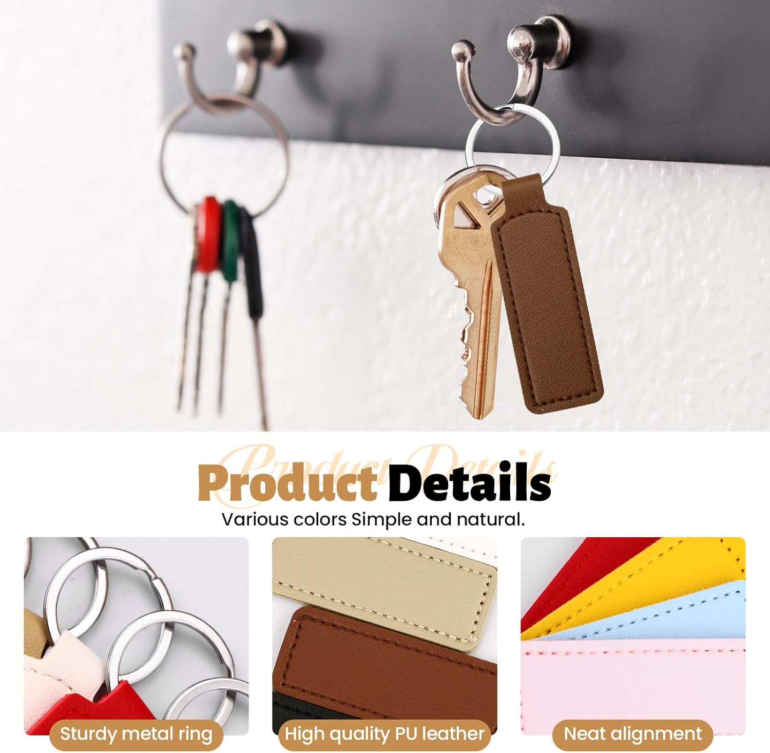 NEETUE 16 PCS Blank Leather Keychains, DIY Keychains PU Leather Key Chains for Pendant Ornament Making, Car Key Chain Making image number 2