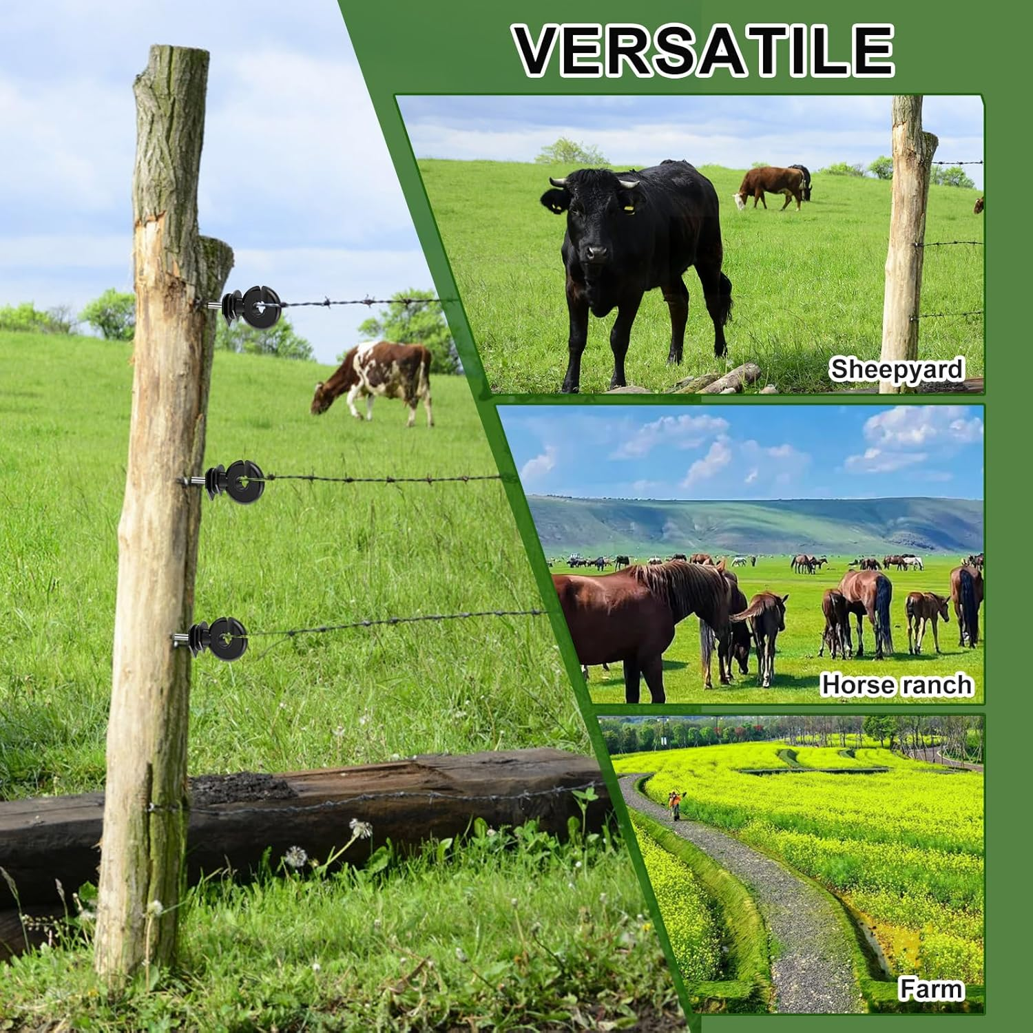 50Pcs Electric Fence Insulator, Screw in Insulator, Self Tapping Wood Post Insulator, High Strength Electric Fencing Post, Temperature Resistant Fence Accessories for Animal Agricultural Garden