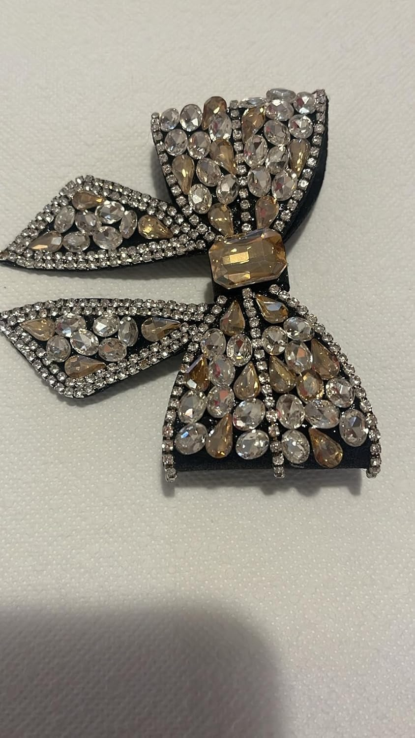 NTY Collections Rhinestone Bow Hair Clips &ndash; Sparkly French Design Barrettes, Crystal Bow-Knot Hair Accessories for Women & Girls, Party, Halloween, and Special Occasion Hairstyles -Pack of 1, Black image number 2