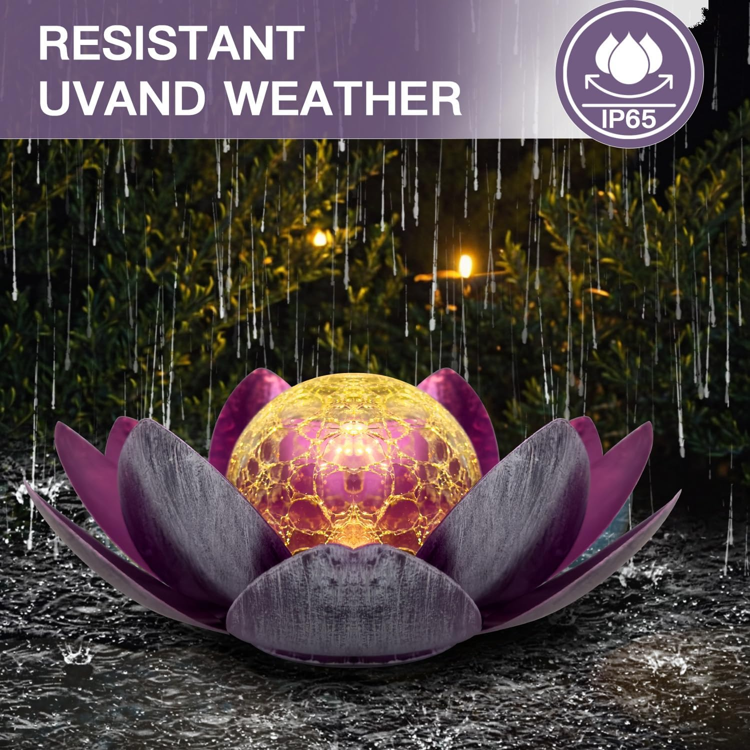 Kyduu Outdoor Retro Lotus Lamp, Solar Powered, Purple, Metall, LED, Waterproof, Floor Lamp image number 2