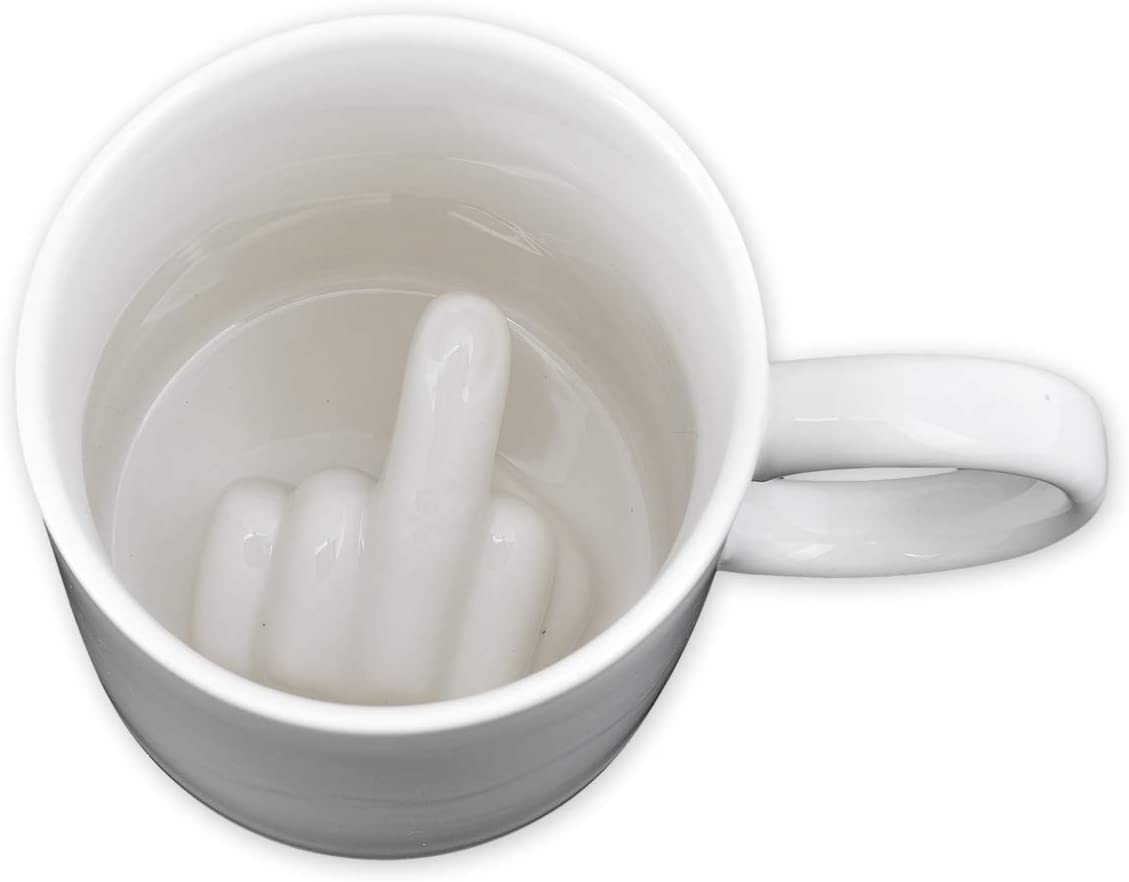 DS. DISTINCTIVE STYLE Ceramic Middle Finger Coffee Cup 350Ml 11.8Oz Funny Coffee Mug Tea Cup with Middle Finger - White image number 4