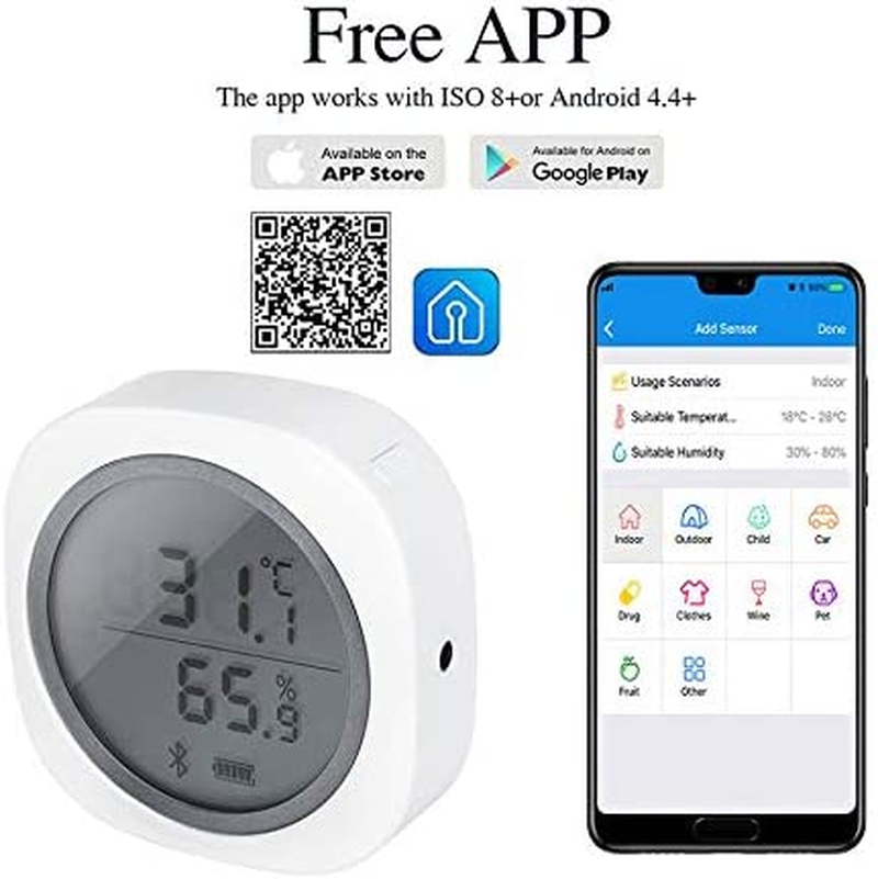 Inkbird Wireless Bluetooth Hygrometer & Thermometer - Humidity & Temperature Ios/Android Record for Greenhouse, Breeding, Fermentation, Home (IBS-TH1 Plus) image number 6