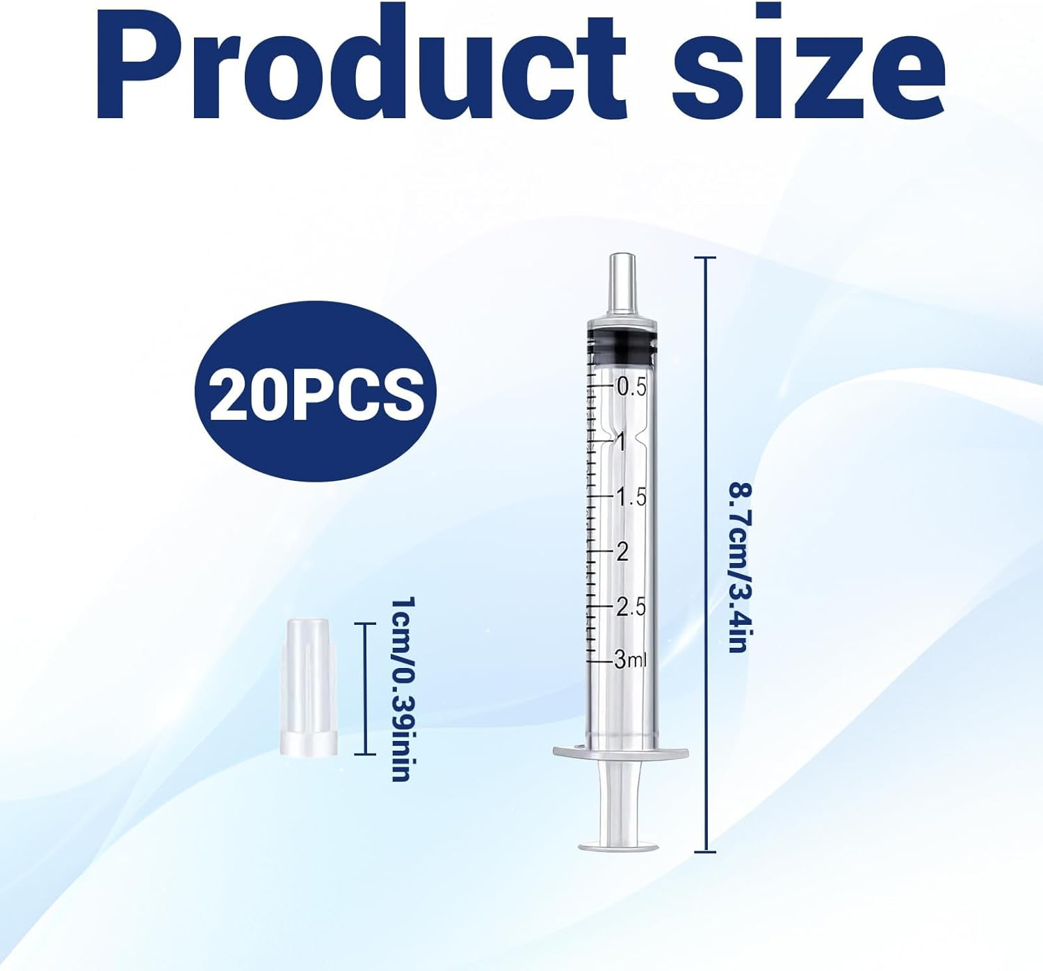 Ruinous 20Pcs 3Ml Plastic Non-Sterile Syringes with Caps, Precision Measurement, Accurate Dosing, Industrial Use Only image number 1