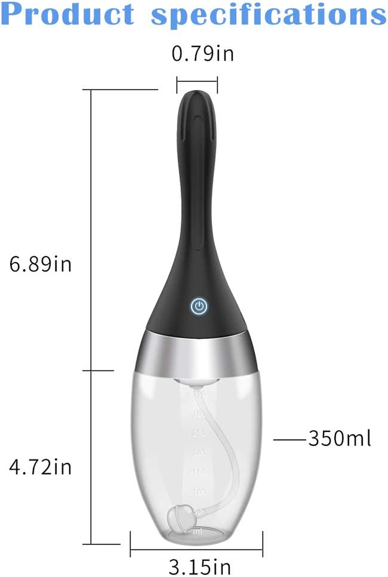 Automatic Electric Enema Bulb with 3 Speeds - Adorime Rechargeable anti Back-Flow Enema Douche for Men Women Colon Cleansing, Silicone Douche Cleaner Enema Kit Douche Bottles 12Oz image number 5