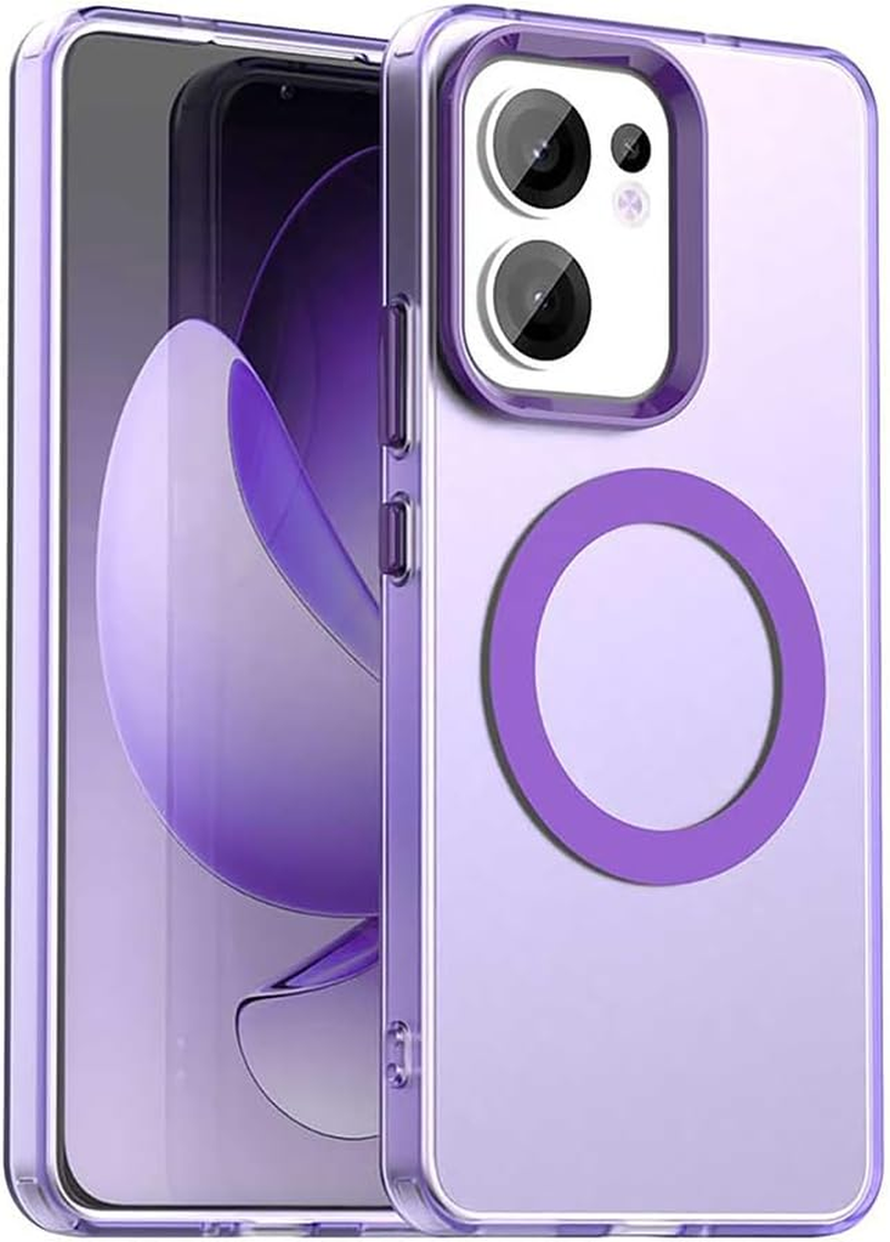 SEAHAI Case for Oppo Reno 13 FS (Oppo Reno 13F 5G/4G) with Magnetic Adsorption Function, Ultra Thin Matte Translucent Hard PC Silicone TPU Bumper Protective Case Shockproof Mobile Phone Case Purple