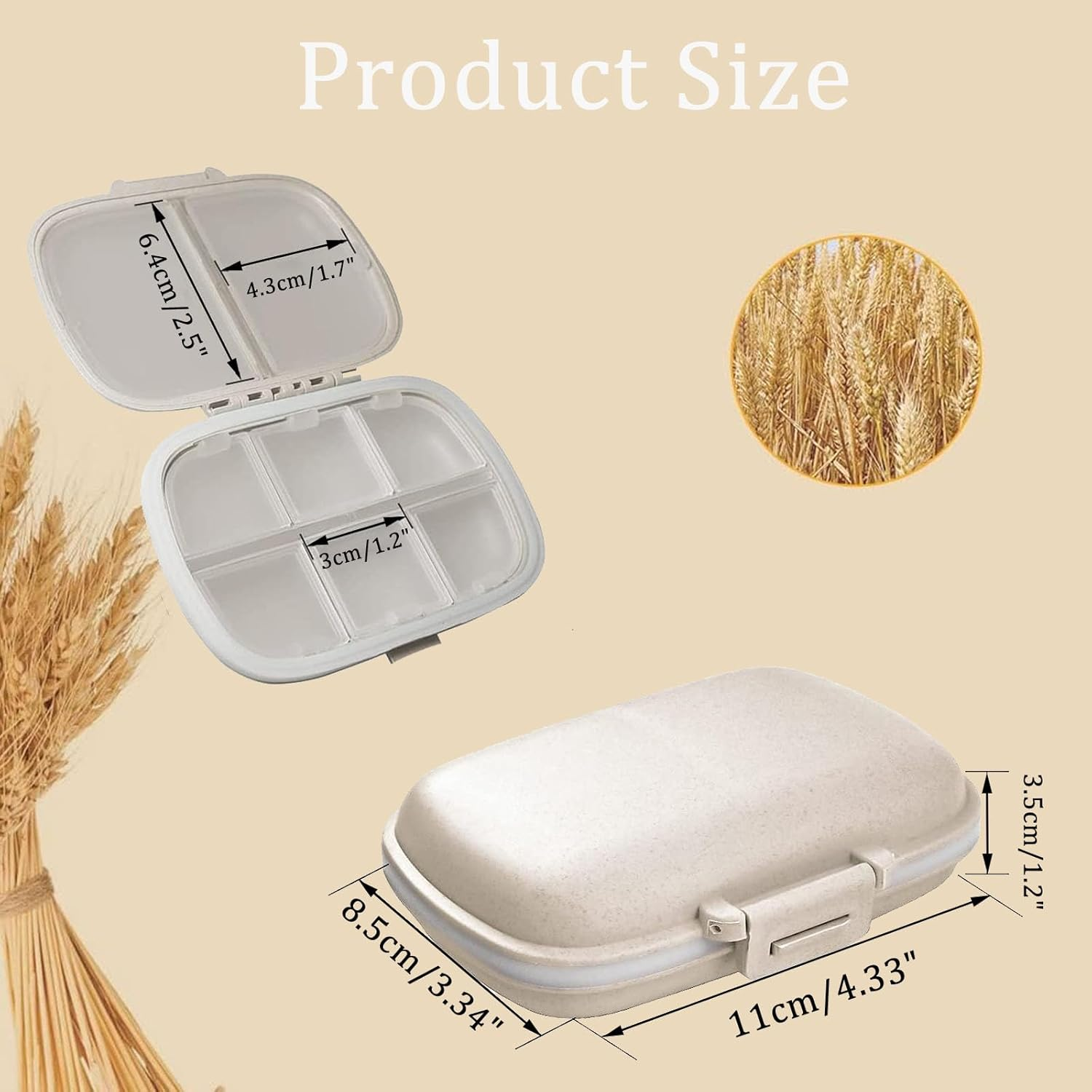 3 Pack Travel Pill Organizer, Daily Pill Organizer Travel, 8 Compartments Portable Pill Case, Compact Medicine Containers(Blue, White，Pink) image number 6