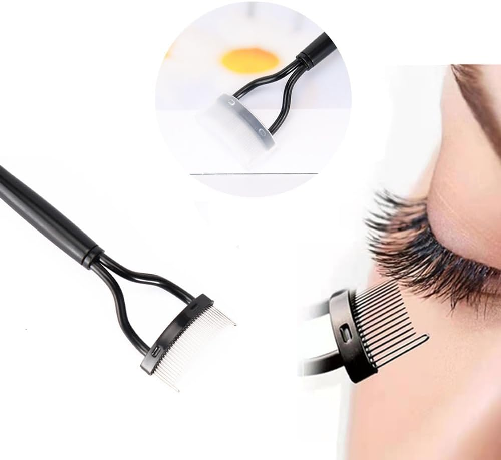 CAASFOOY 2 Pcs Collapsible Eyelash Comb, Eyelashes Mascara Separator Tool Lash Comb with Metal Teeth, Women Beauty Eyelashes Separator Comb Eye Lash Brush Makeup Tooldurable and Attractive (Black) image number 3