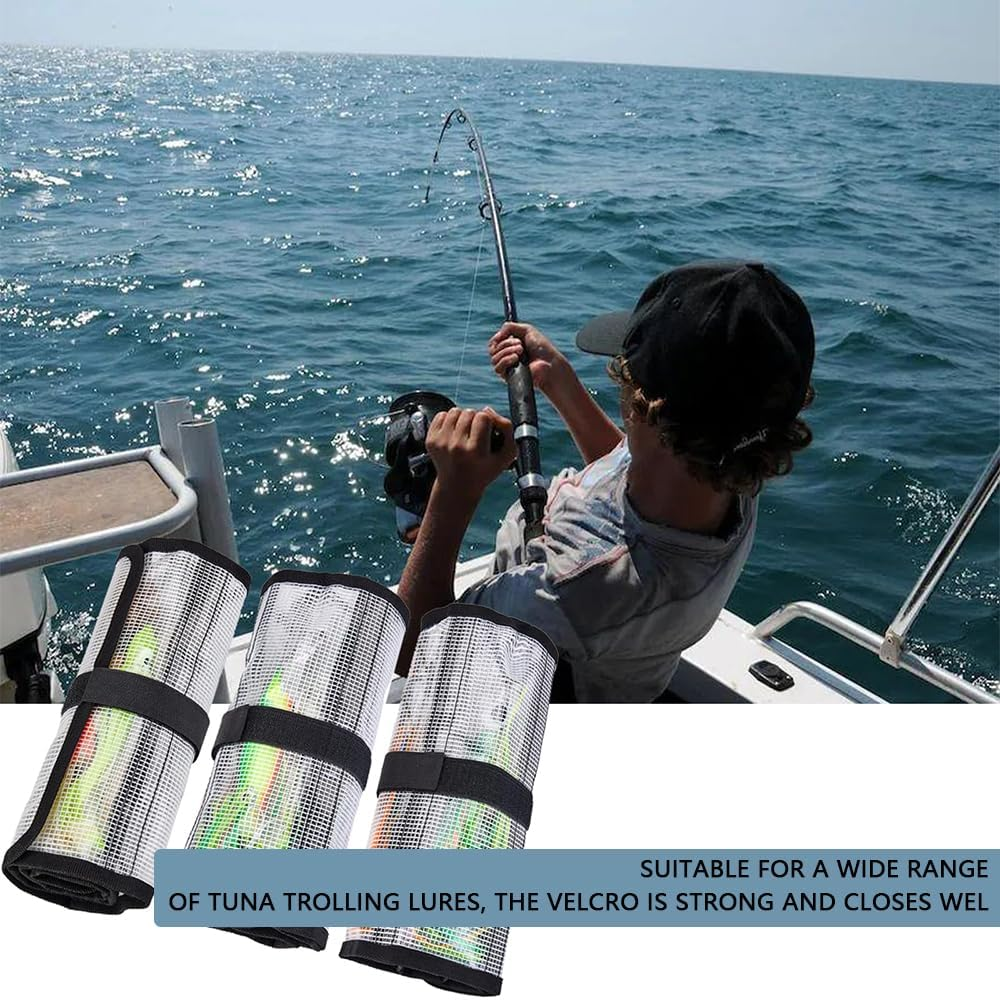 HYAVIA Durable Fishing Lure Wraps &ndash; PVC Roll-Up Bait Covers with 6 Pockets, Saltwater Hook Storage, Easy Open & Close, Keeps Lures and Fishing Rods Organized image number 2