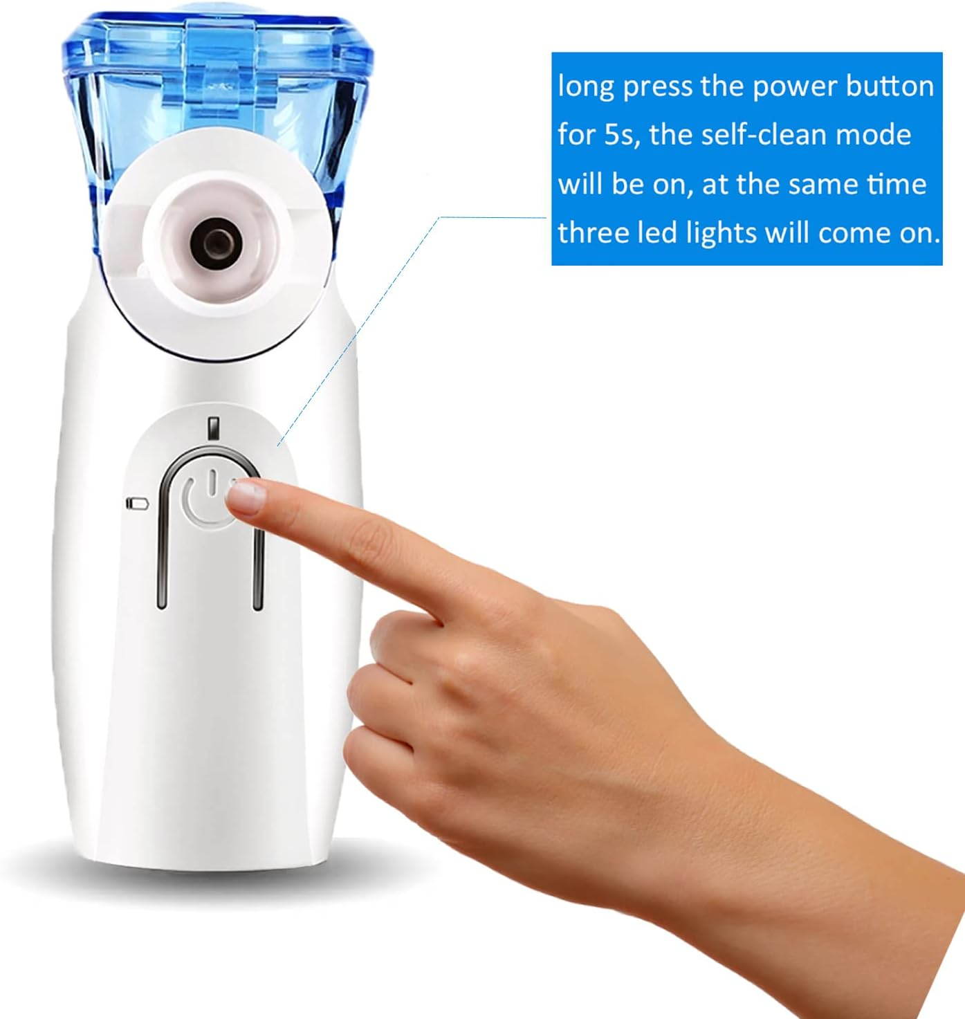 Ultrasonic Mesh Nebulizer, G&uuml;life Portable Nebulizers Cool Mist Steam Inhaler for Moisture, Usb/Battery Operated Nebulizer Machine for Home Office Travel Use (White) image number 4