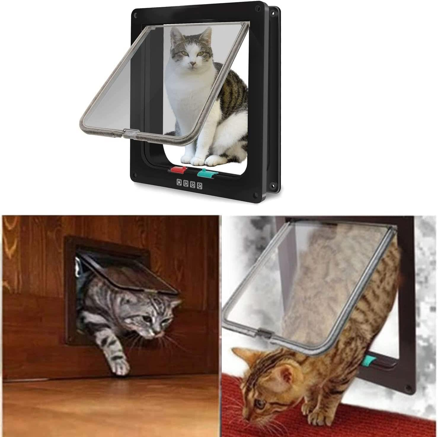 Large Cat Flap, XL Dog Flap, 4-Way Magnet, (Outer Size 28 X 24.9 Cm), Weatherproof Cat Door for Pets with a Circumference of <63 Cm image number 5