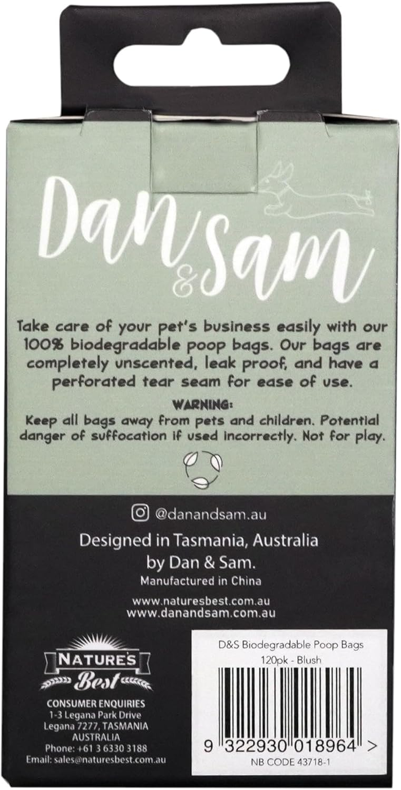 Dan & Sam Biodegradable Dog Poop Bags, Blush, 120 Count - Eco-Friendly Waste Disposal, Durable Leak-Proof Design, Easy-Tie Handles - Ideal for Daily Walks and Clean-Up