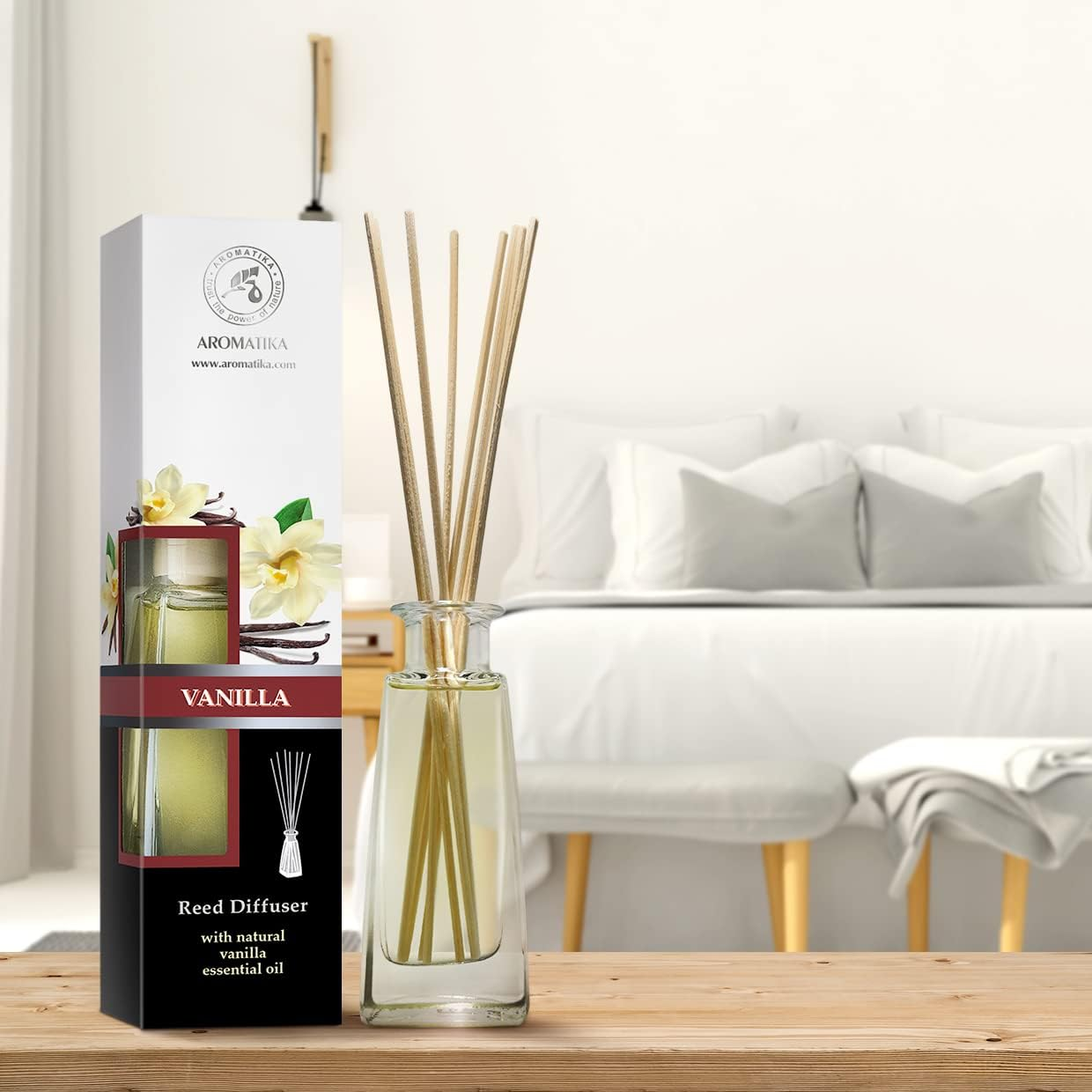 Reed Diffuser Vanilla 100Ml - Room Diffuser with Vanilla Oil - Home Fragrance - Aromatherapy Air Freshener - Essential Vanilla Oil - Alcohol Free Oil Diffuser - Scented Diffuser - Vanilla Aroma