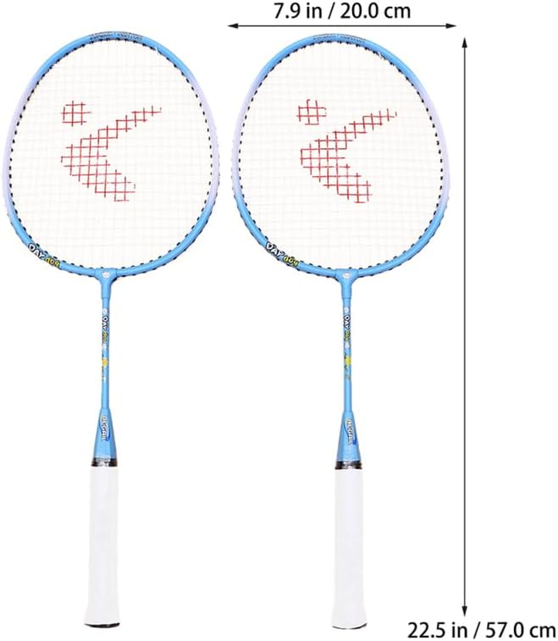 Kids Badminton Racket Set Aluminium Alloy Lightweight Cartoon Design Training Rackets for Children Outdoor Exercise Practice
