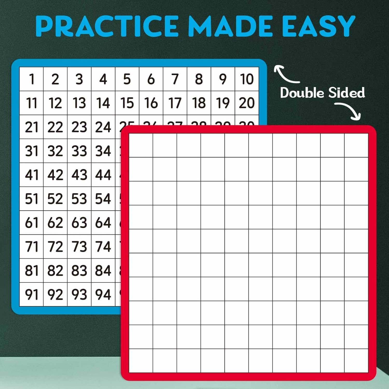 12 Pcs Dry Erase Math Hundreds Chart, Double Sided Number Cards 1-100 Number Chart, Teacher Classroom Must Haves Writable and Erasable Numbers 1-100 Chart Board Card Home Classroom Supplies image number 4