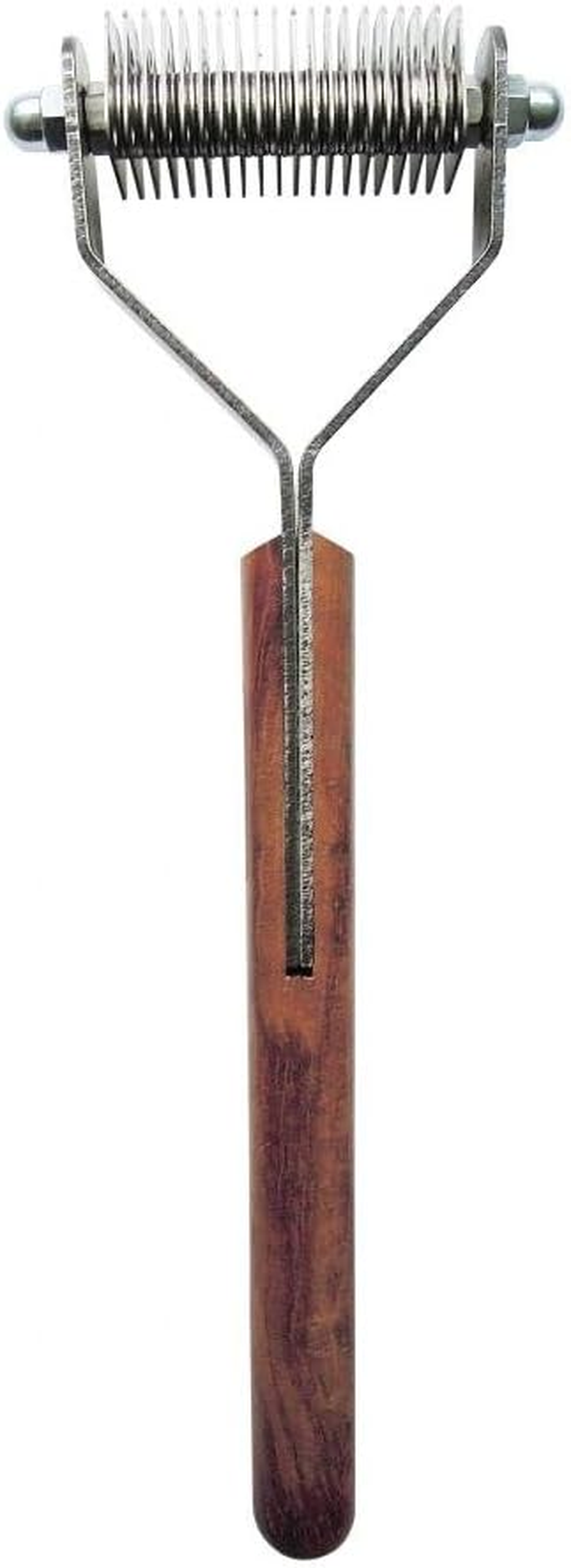 Mars Coat King Double Wide Dematting Undercoat Grooming Rake Stripper Tool for Dogs and Cats, Stainless Steel with Wooden Handle for Thick Coats, 23-Blade Stripper for Groomers, Pet Owners