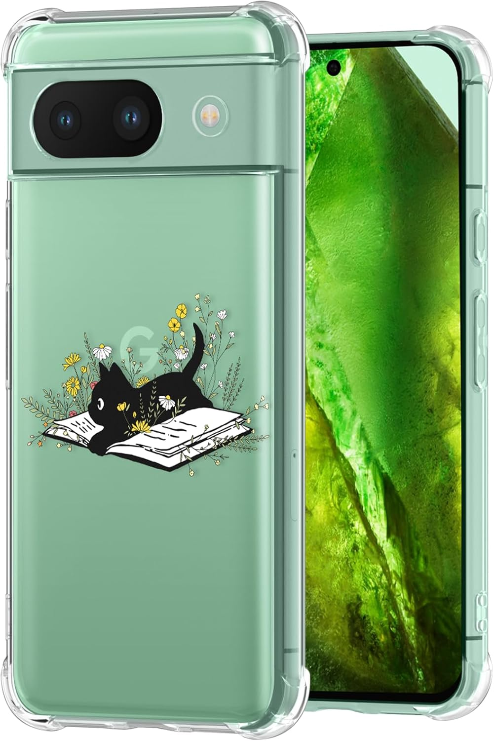 Buleens for Google Pixel 8A Case 6.1" - Clear Flexible TPU Women Cute Girls Protection Phone Cover Slim Fit Shockproof Funny Girly Unique Aesthetic Cartoon Design Pattern for Pixel 8A Phone Case, Cats