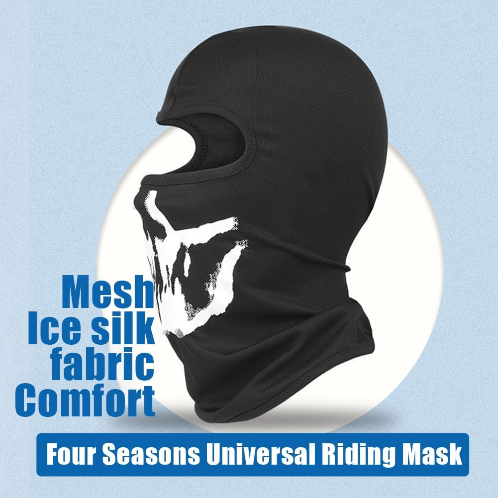 Geli Black Ghosts Skull Full Face Mask,Windproof Ski Mask for Cosplay Party Halloween and Motorcycle Bike Cycling Outdoor