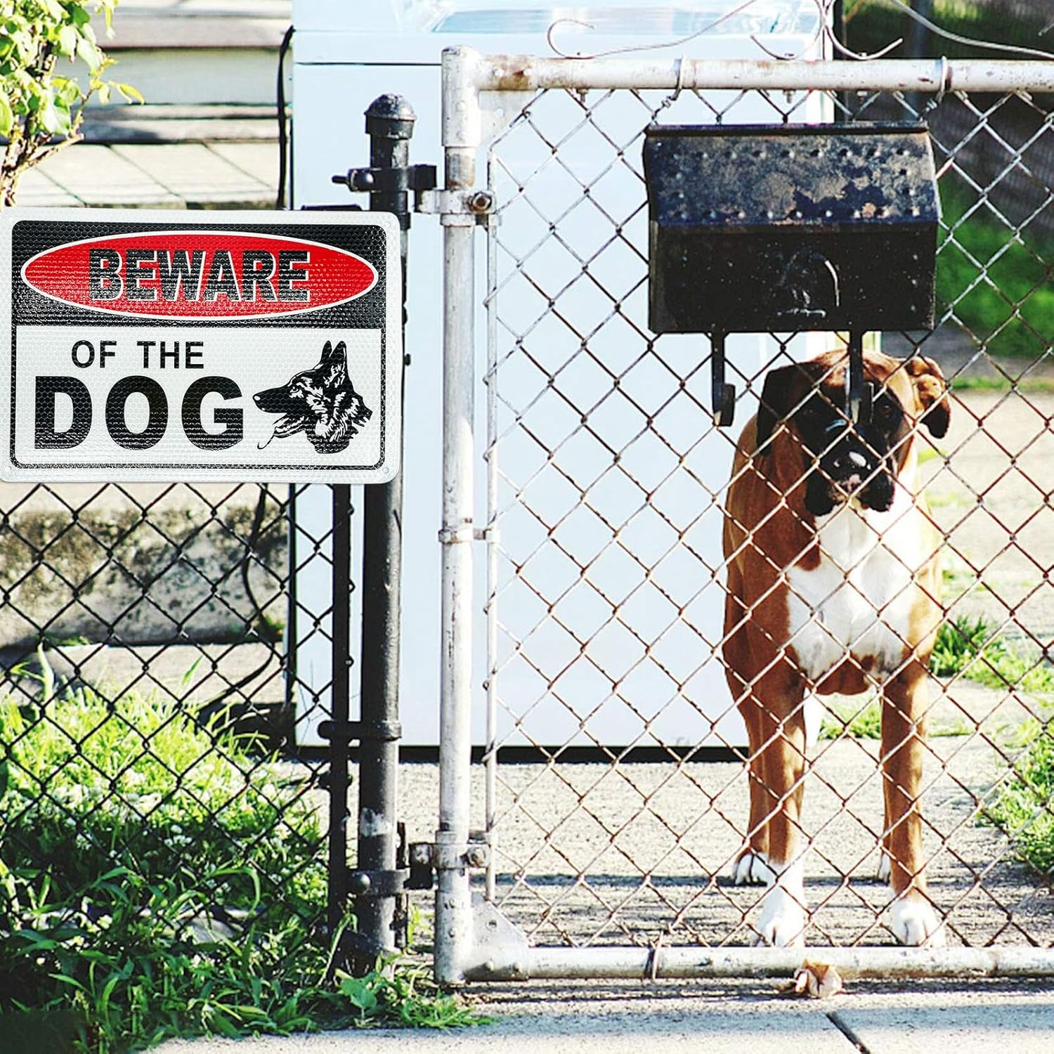 Beware of Dog Sign, Dog Warning Sign, UV Protected and Weatherproof, Indoor or Outdoor Use, Reflective Aluminum, 2 Pack image number 3