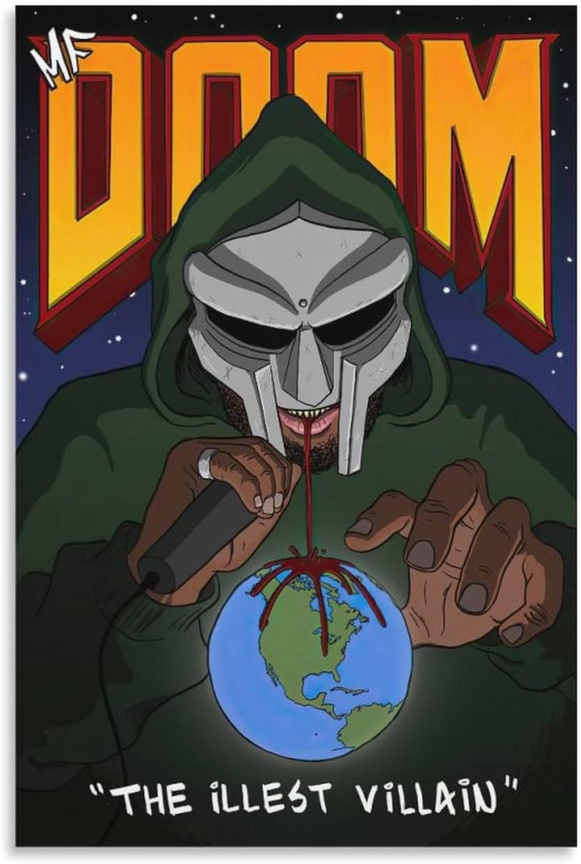 ZIENVE MF Doom Posters for Room Decor, Canvas Rapper Music Album Cover Wall Art Prints Home Decor, 30 X 45Cm Unframed B image number 6