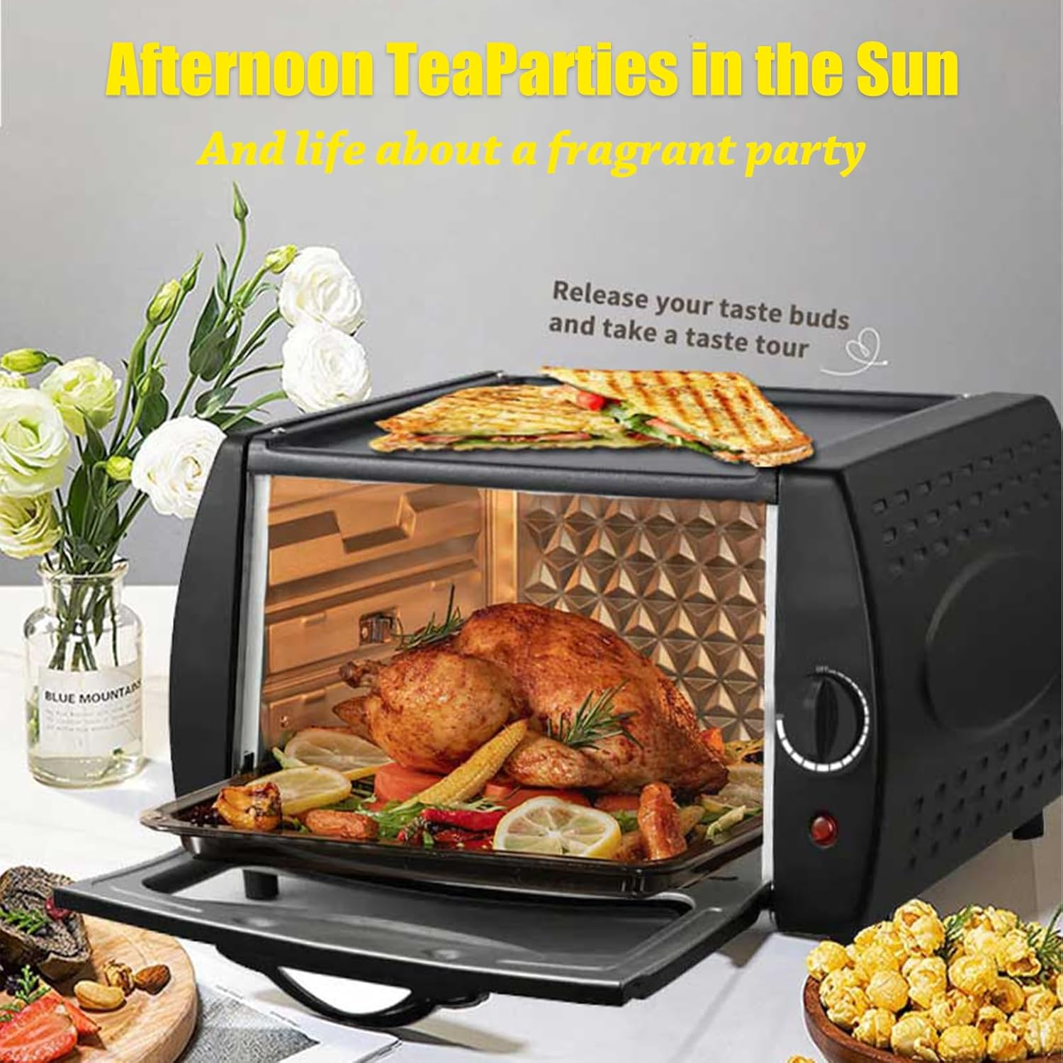 2-In-1 Tandoor Oven Mini, 12L Pizza Chapati Roti Lahmacun Manakish Naan Bread Maker with Bake Tray/Bake Rack/Tray Handle, for Takeaway Kitchen Appliance image number 3