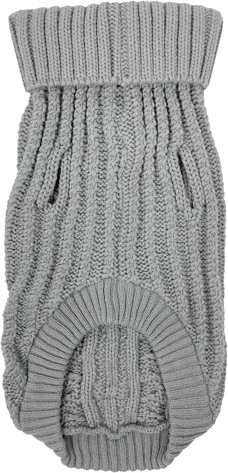 Huskimo Dog Jumper Cali Knit Fog Grey 33Cm &ndash; Cable Knit Dog Sweater, Sleeveless Fit, Stretch Belly, Machine Washable image number 1