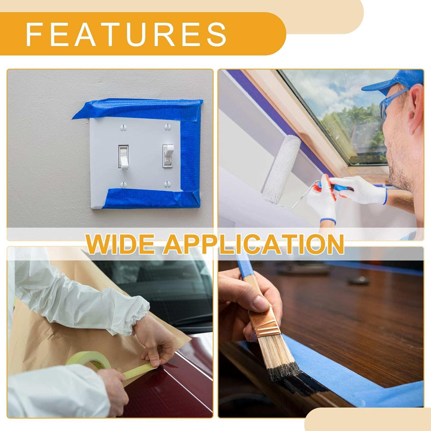 X AUTOHAUX 1 Pc 0.8 Inches X 54.7 Yards Universal Painters Tape - DIY Car Auto Paint for Masking Tape No Residue - Crepe Paper Pink image number 5