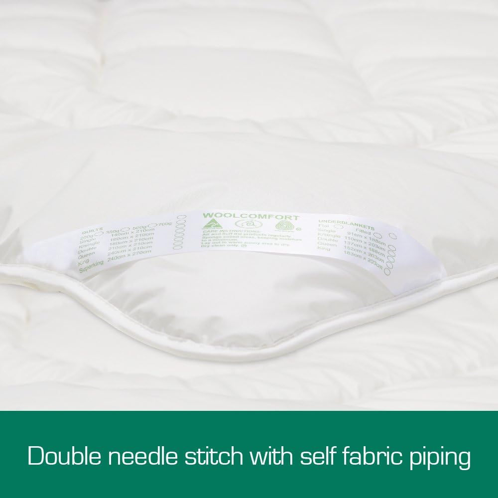 Australian Made Merino Wool Quilt / Doona / Duvet 500GSM (160X210Cm King Single)