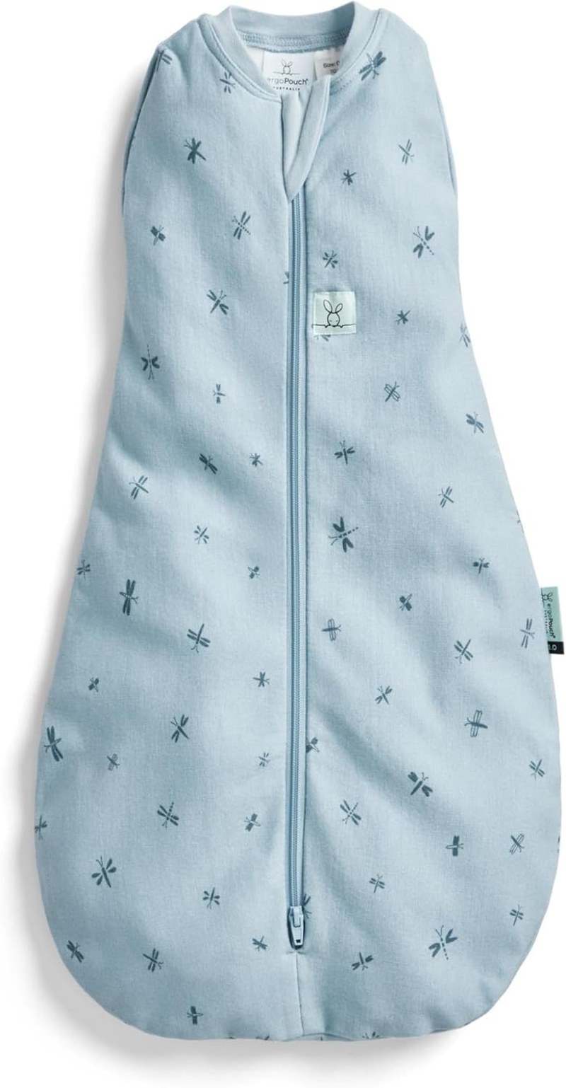 Ergopouch 1.0 TOG Cocoon Swaddle, 6-12 Months &ndash; Dragonflies Print &ndash; Organic Cotton Swaddle & Sleeping Bag in One &ndash; Arms In/Out &ndash; Easy-To-Use Two-Way Zipper &ndash; Designed for Safety & Comfort image number 1