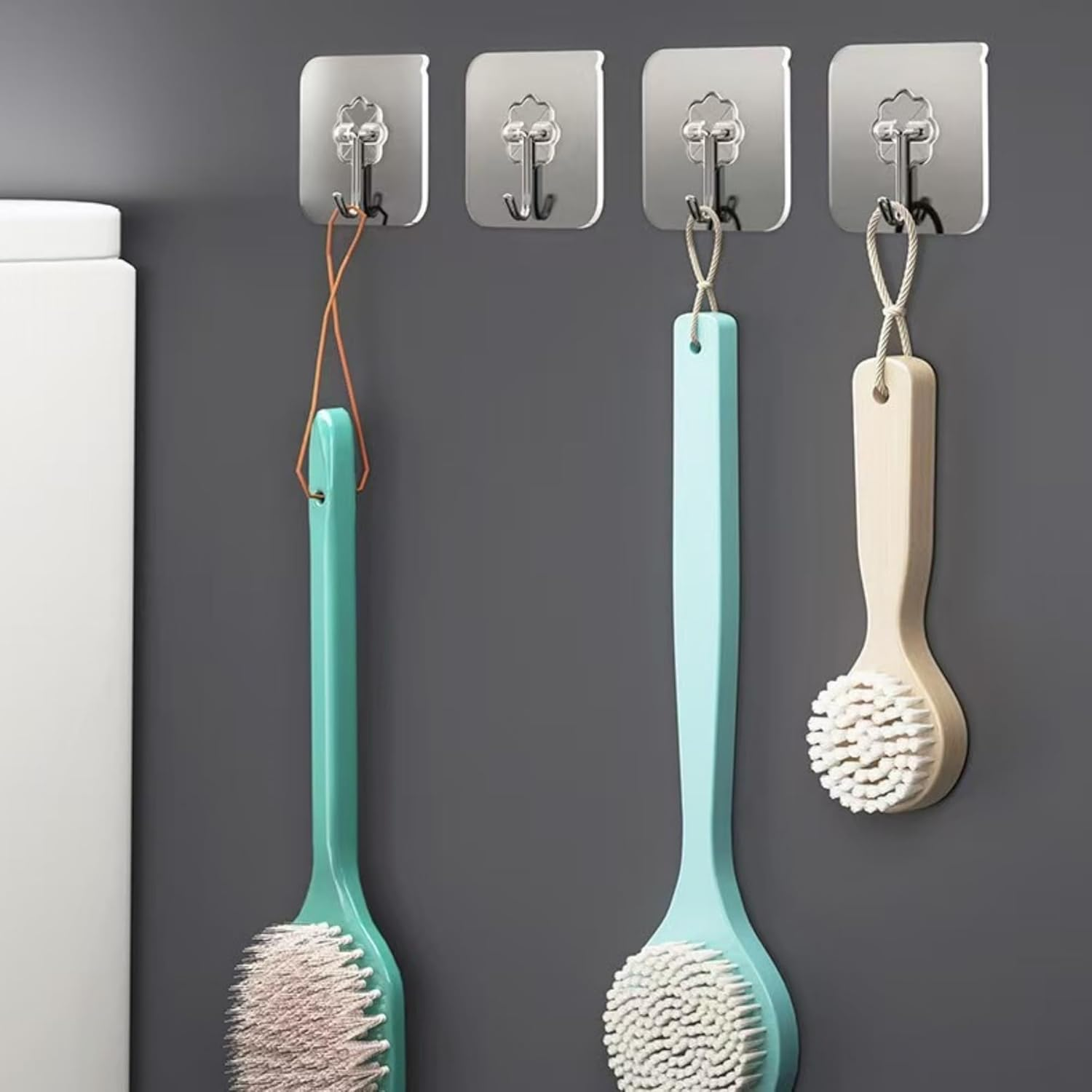 20Pcs Adhesive Hooks,Hanging Heavy Duty Wall Hooks,Self Adhesive Towel Hooks,Bathroom Shower Kitchen Key Portal Outdoor Home Improvement Practical Hooks,White - White A-20Pcs image number 7