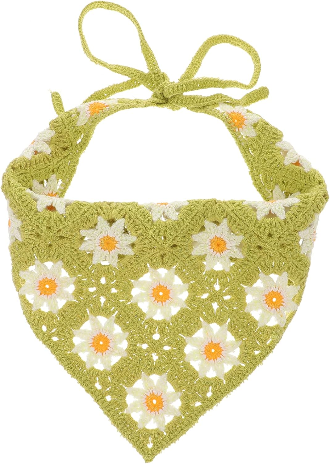 Yardenfun Flower Headscarf Knitted Headband for Women Hairbands Women Flower Head Scarf Cotton Headbands for Floral Crochet Bandana Floral Headbands Satin Lined Turbans for Strap