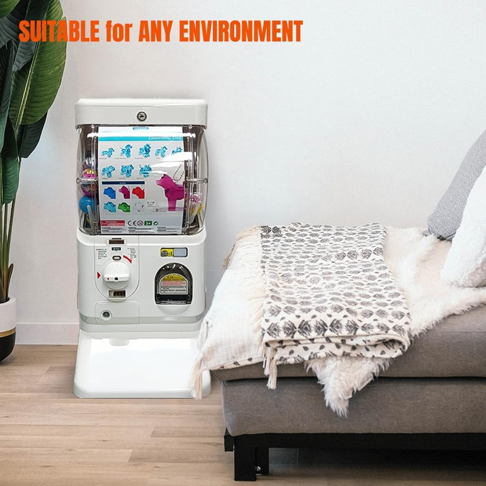 Kenisy Japan Style Capsule Vending Machine for Retail Stores, Mall Gumball Prize Machine for 1.97''-2.56'' Capsules, Party Coin Operated Small Gashapon Toys Bank (50Pcs Token Included) (Black) image number 1