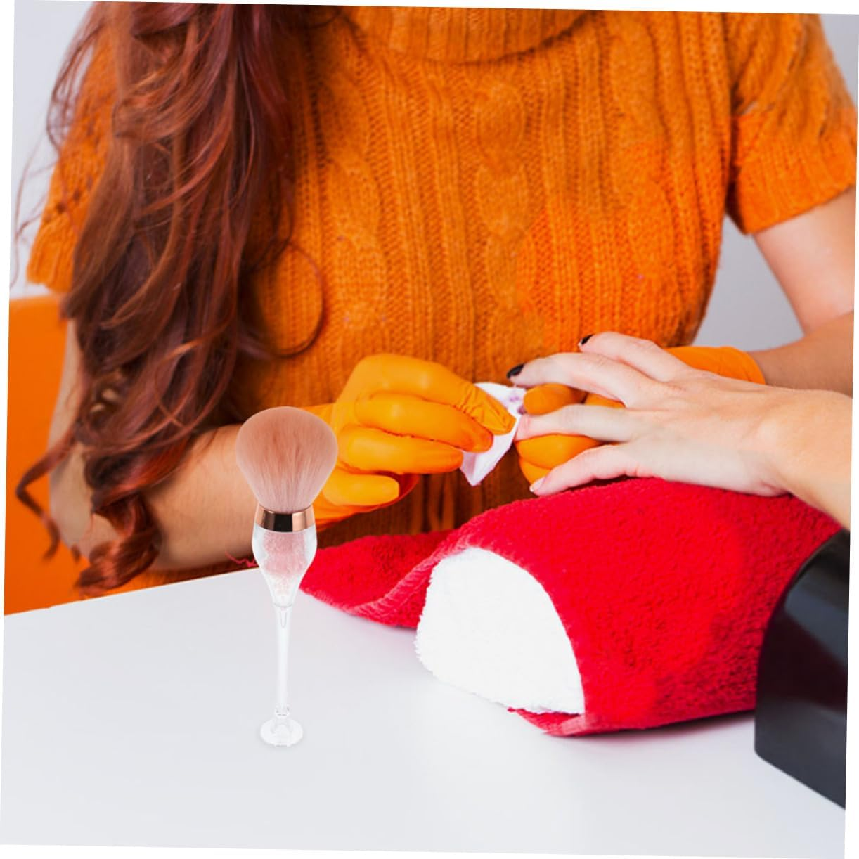 DECORNIJIA 2Pcs Nail Dust Cleaning Brush Soft Bristles Manicure Tool Unique Wine Shape Design for Dust Removal Salon Nail Art Brush image number 4